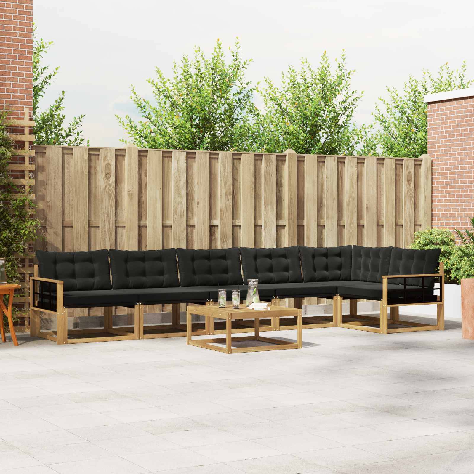 vidaXL Outdoor-Sofagarnitur 7 pcs Weiß und Schwarz 79 x 79 x 37 cm