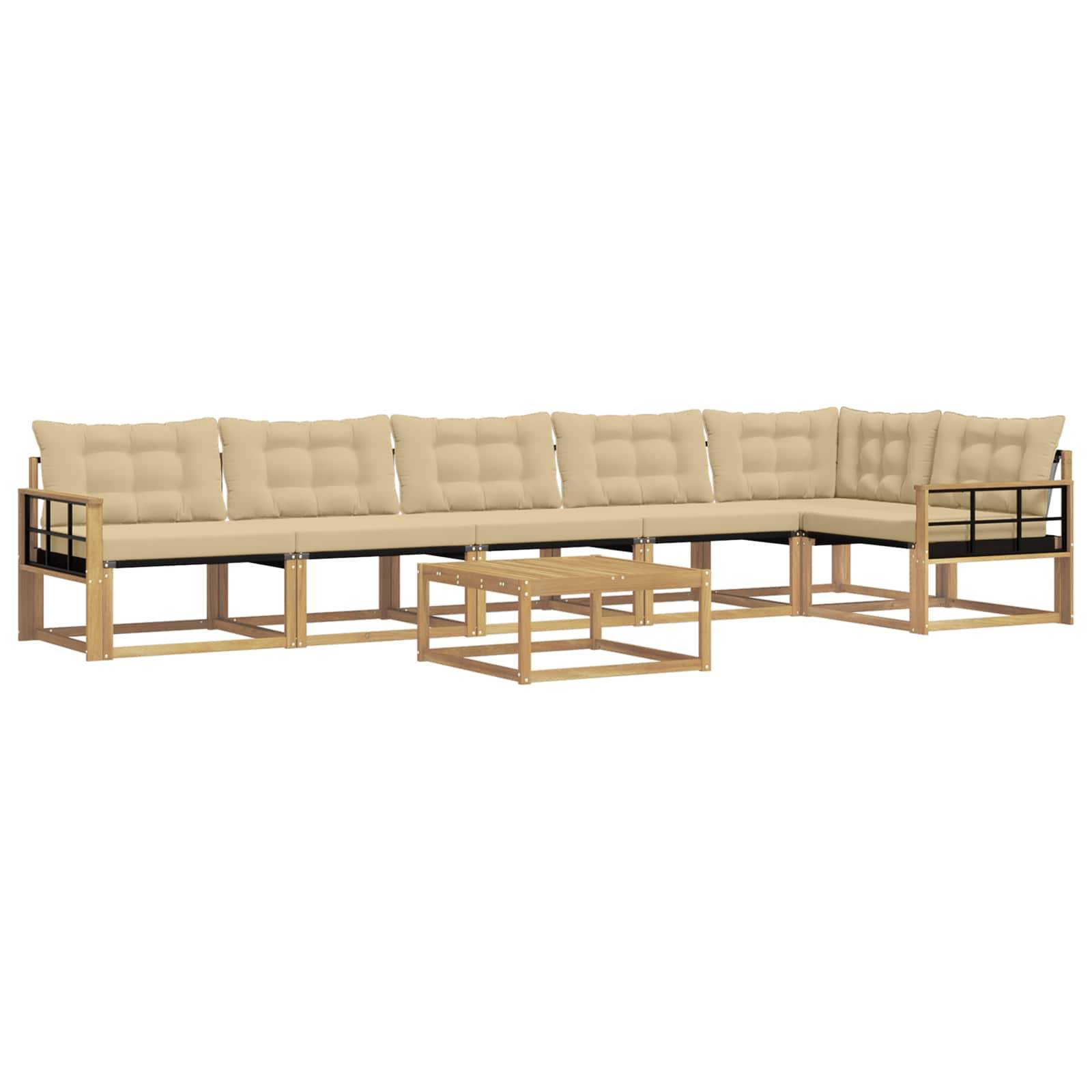 vidaXL Outdoor-Sofagarnitur 7 pcs Weiß und Beige 79 x 79 x 37 cm