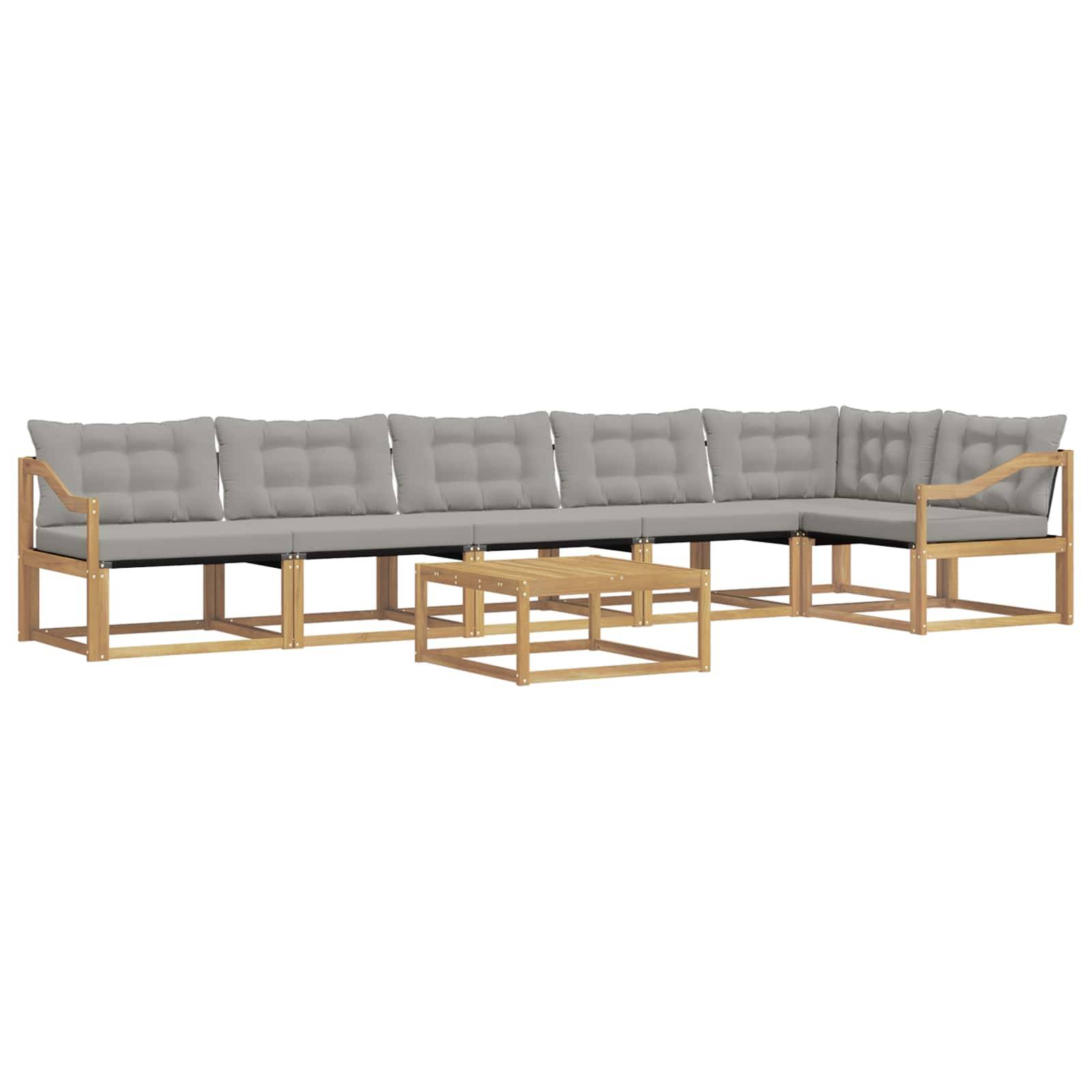 vidaXL Outdoor-Sofagarnitur 7 pcs Weiß und Hellgrau 79 x 79 x 37 cm