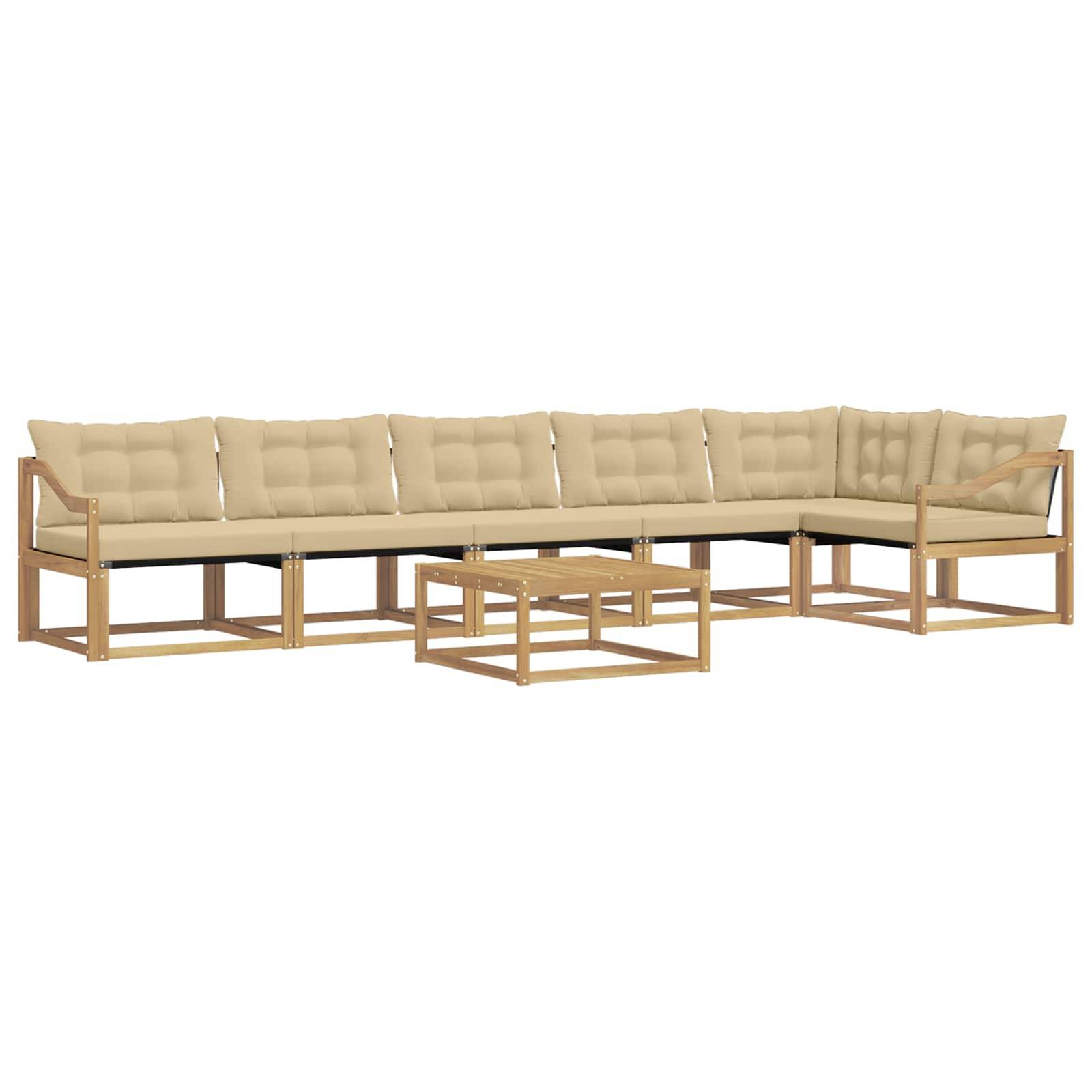 vidaXL Outdoor-Sofagarnitur 7 pcs Weiß und Beige 79 x 79 x 37 cm