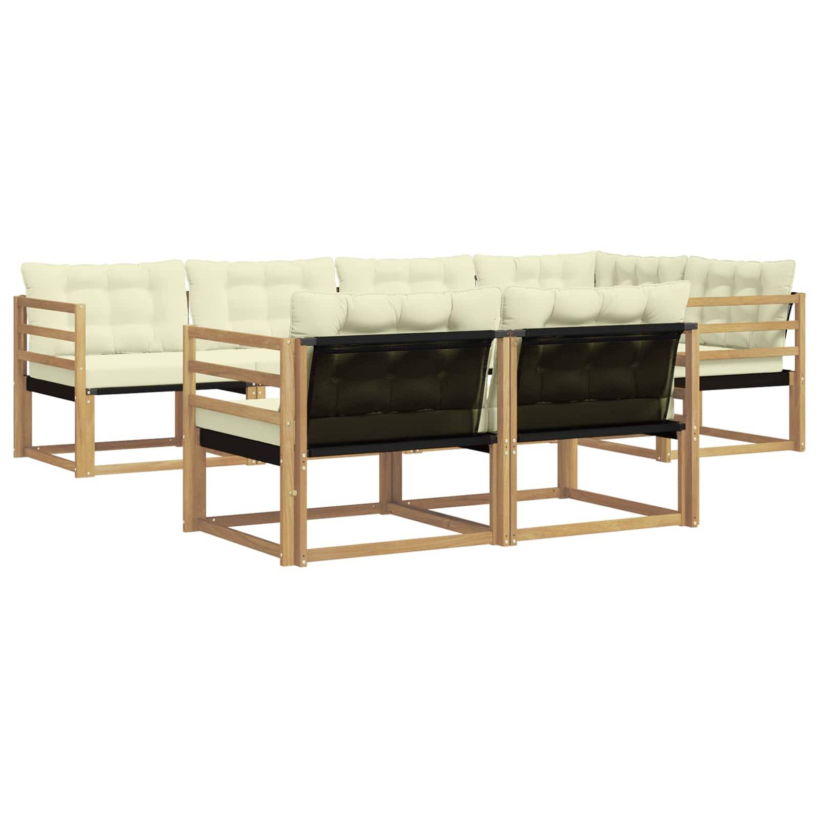 vidaXL Outdoor-Sofagarnitur mit Kissen 7 pcs Weiß und Creme