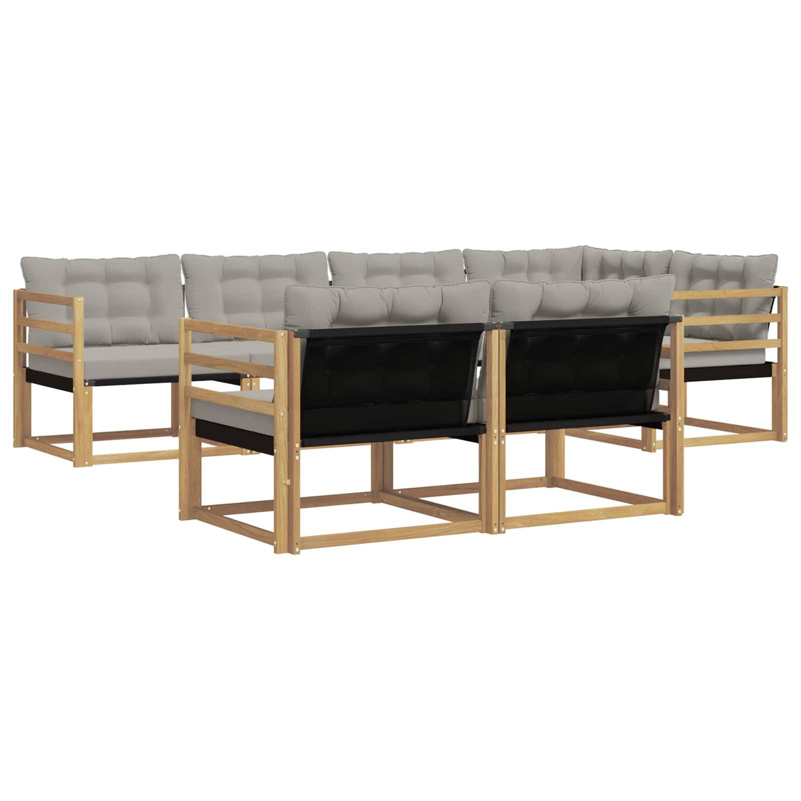 vidaXL Outdoor-Sofagarnitur mit Kissen 7 pcs Weiß und Hellgrau