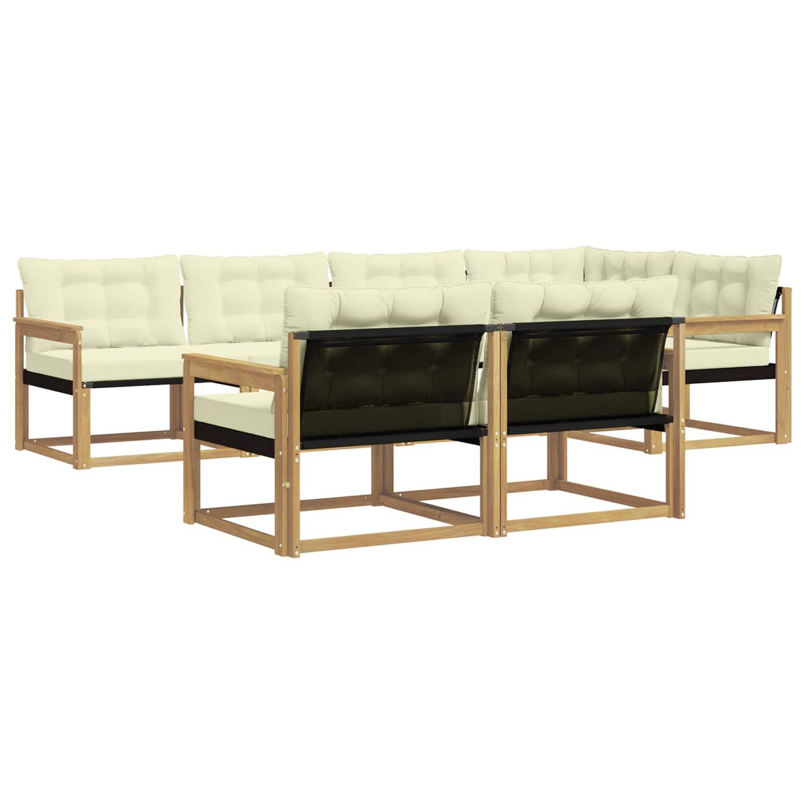 vidaXL Outdoor-Sofagarnitur mit Kissen 7 pcs Weiß und Creme
