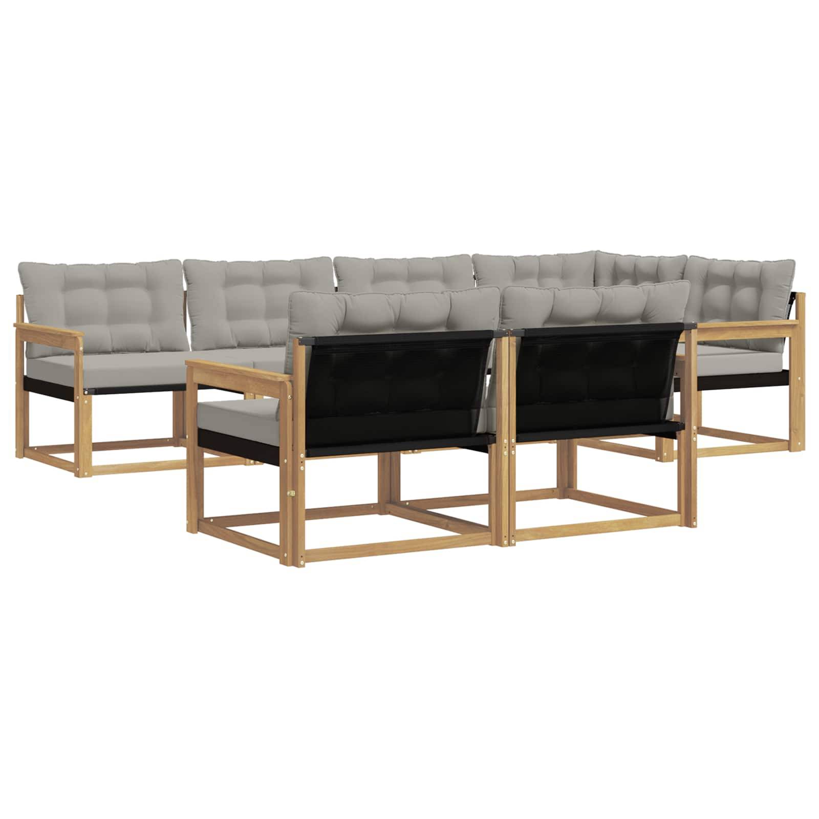 vidaXL Outdoor-Sofagarnitur mit Kissen 7 pcs Weiß und Hellgrau