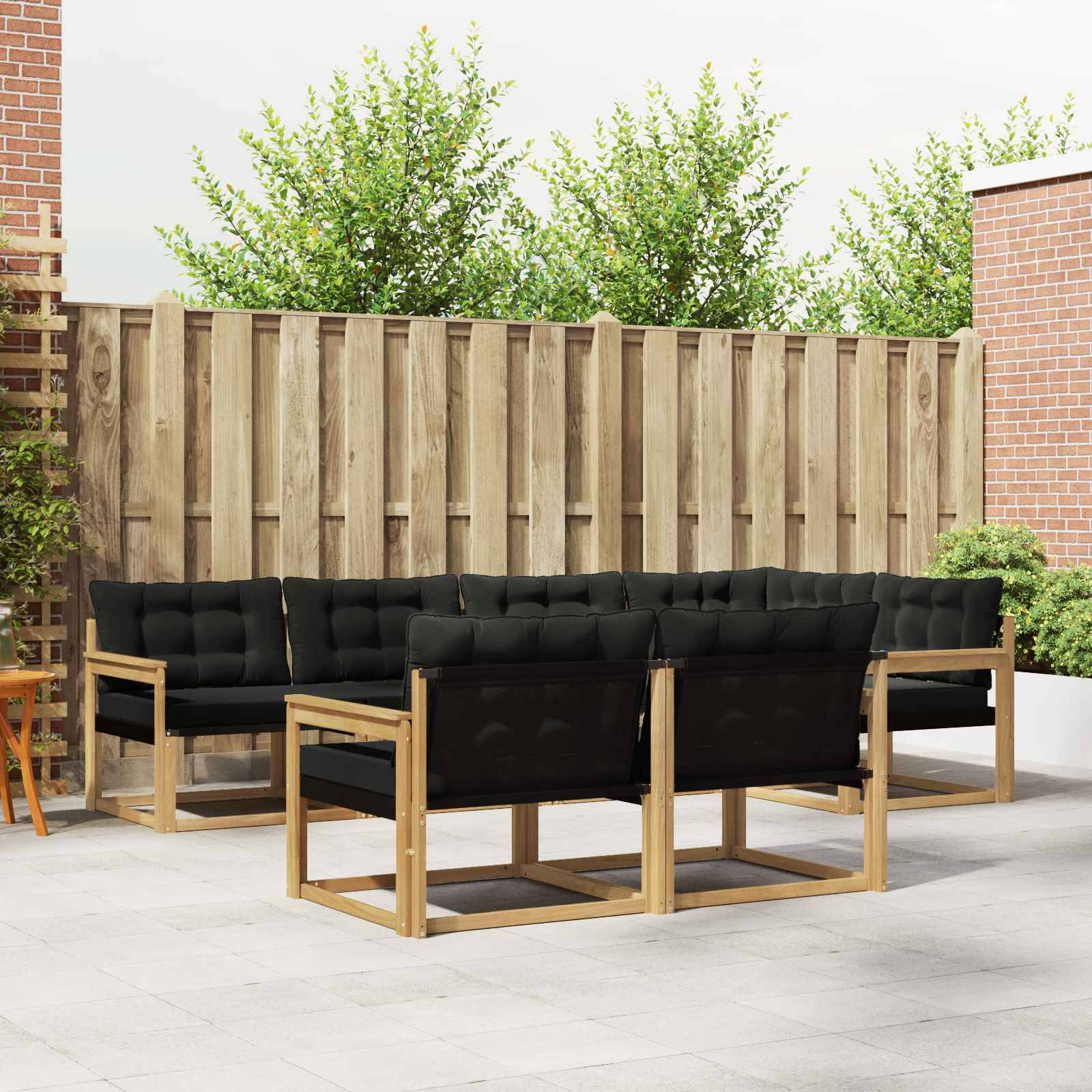 vidaXL Outdoor-Sofagarnitur mit Kissen 7 pcs Weiß und Schwarz