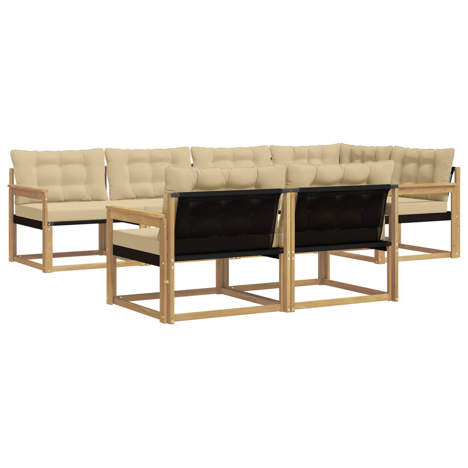 vidaXL Outdoor-Sofagarnitur mit Kissen 7 pcs Weiß und Beige