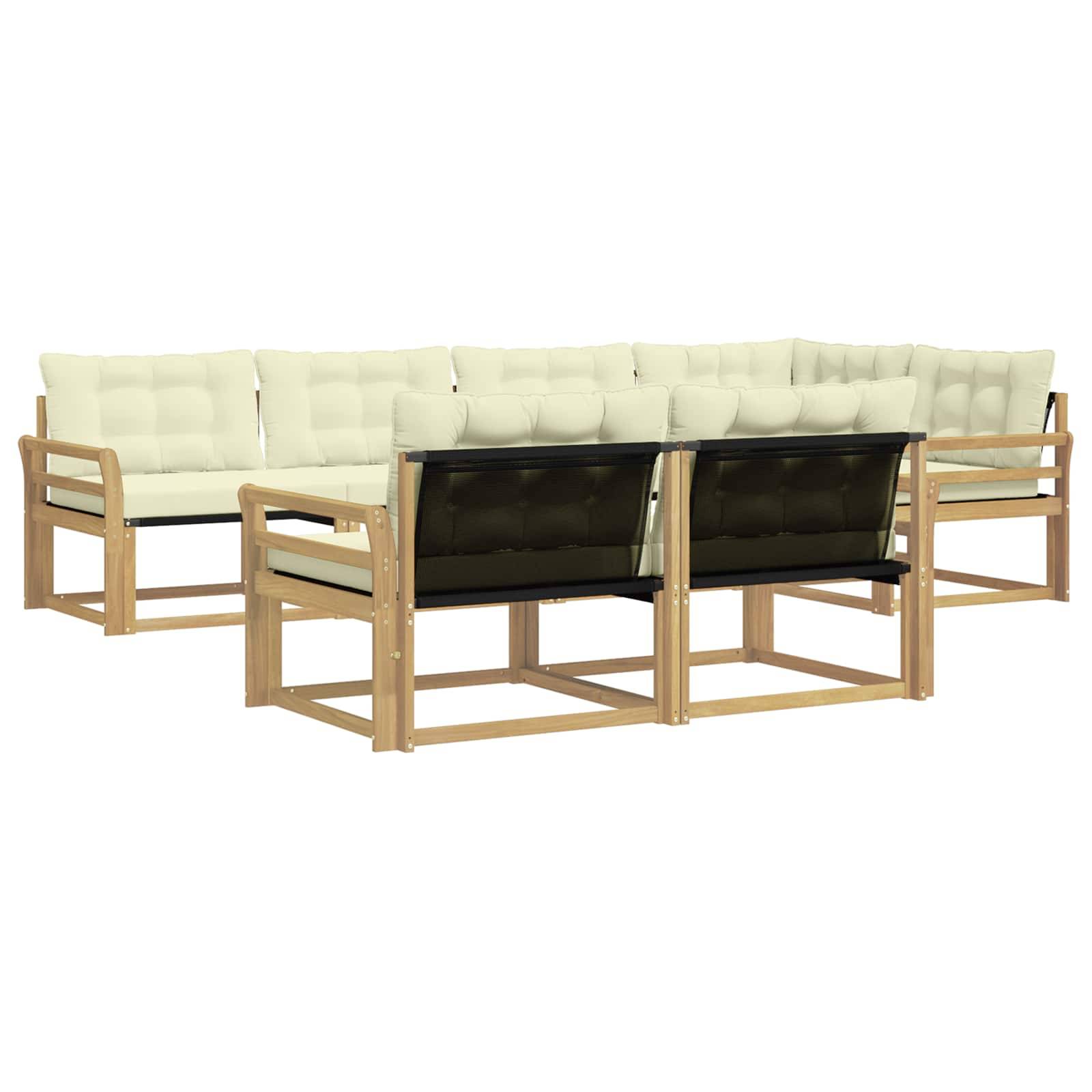 vidaXL Outdoor-Sofagarnitur mit Kissen 7 pcs Weiß und Creme