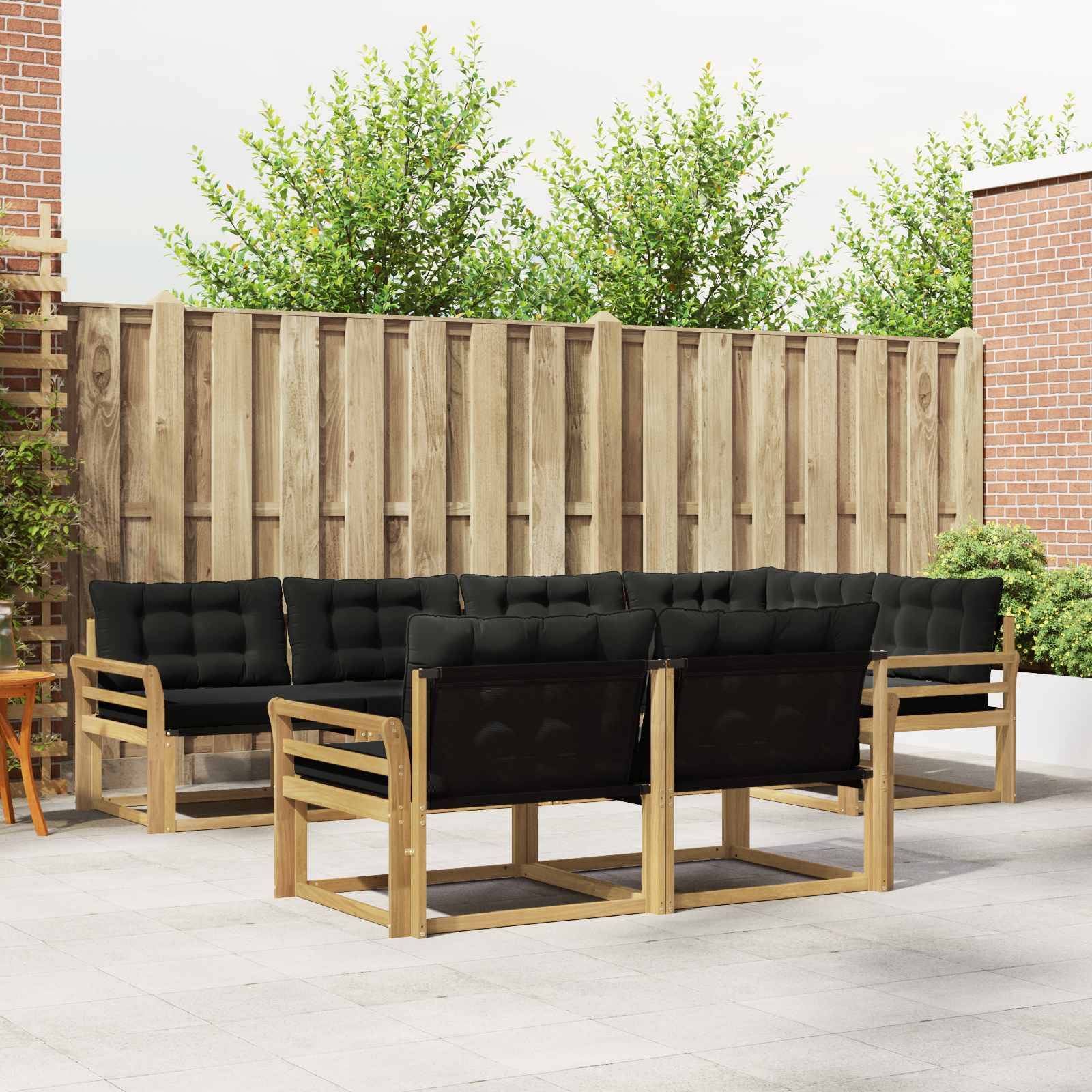 vidaXL Outdoor-Sofagarnitur mit Kissen 7 pcs Weiß und Schwarz