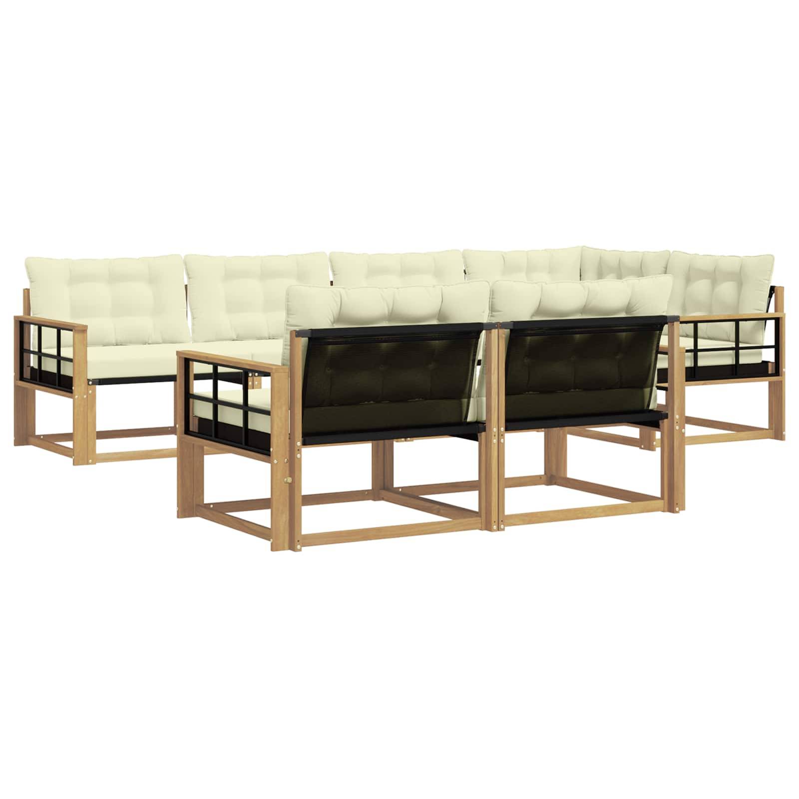 vidaXL Outdoor-Sofagarnitur mit Kissen 7 pcs Weiß und Creme