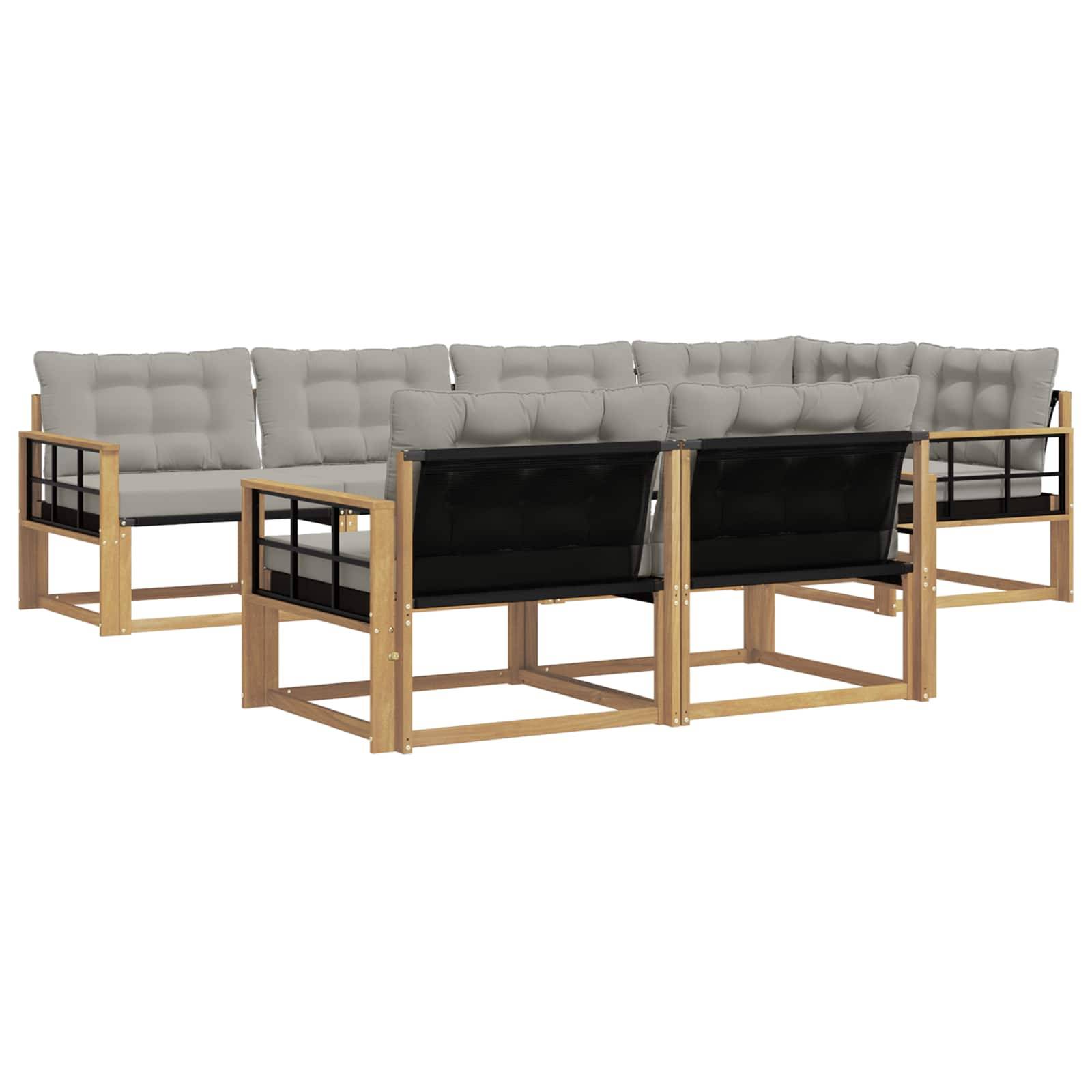 vidaXL Outdoor-Sofagarnitur mit Kissen 7 pcs Weiß und Hellgrau