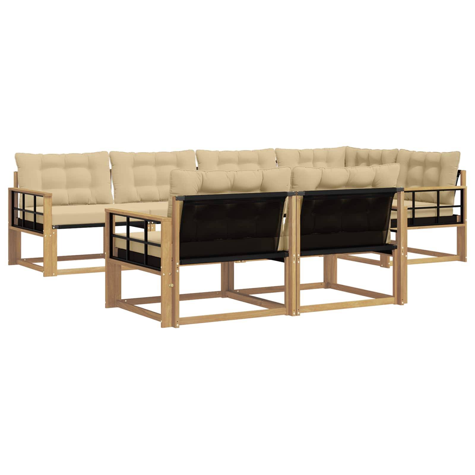 vidaXL Outdoor-Sofagarnitur mit Kissen 7 pcs Weiß und Beige