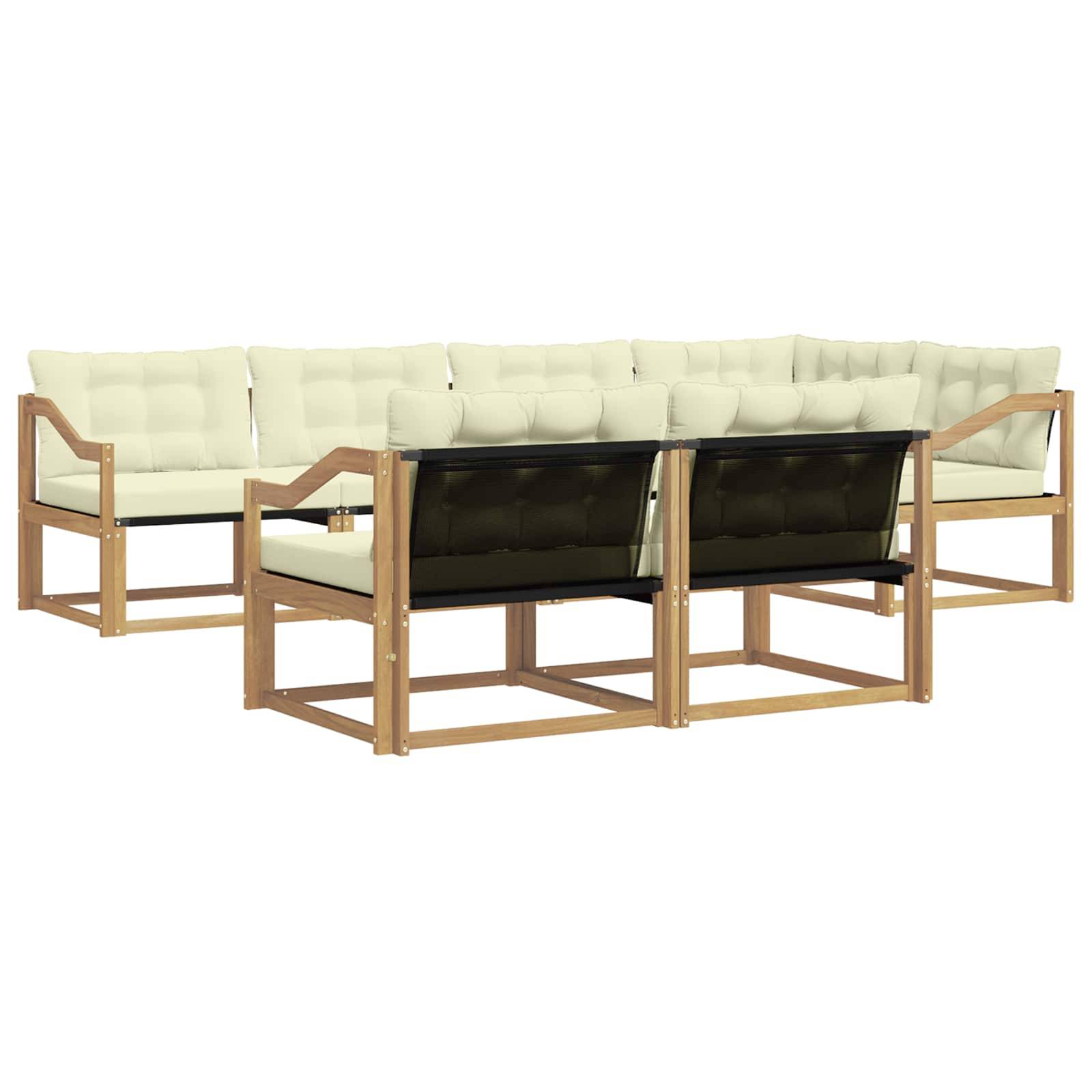 vidaXL Outdoor-Sofagarnitur mit Kissen 7 pcs Weiß und Creme