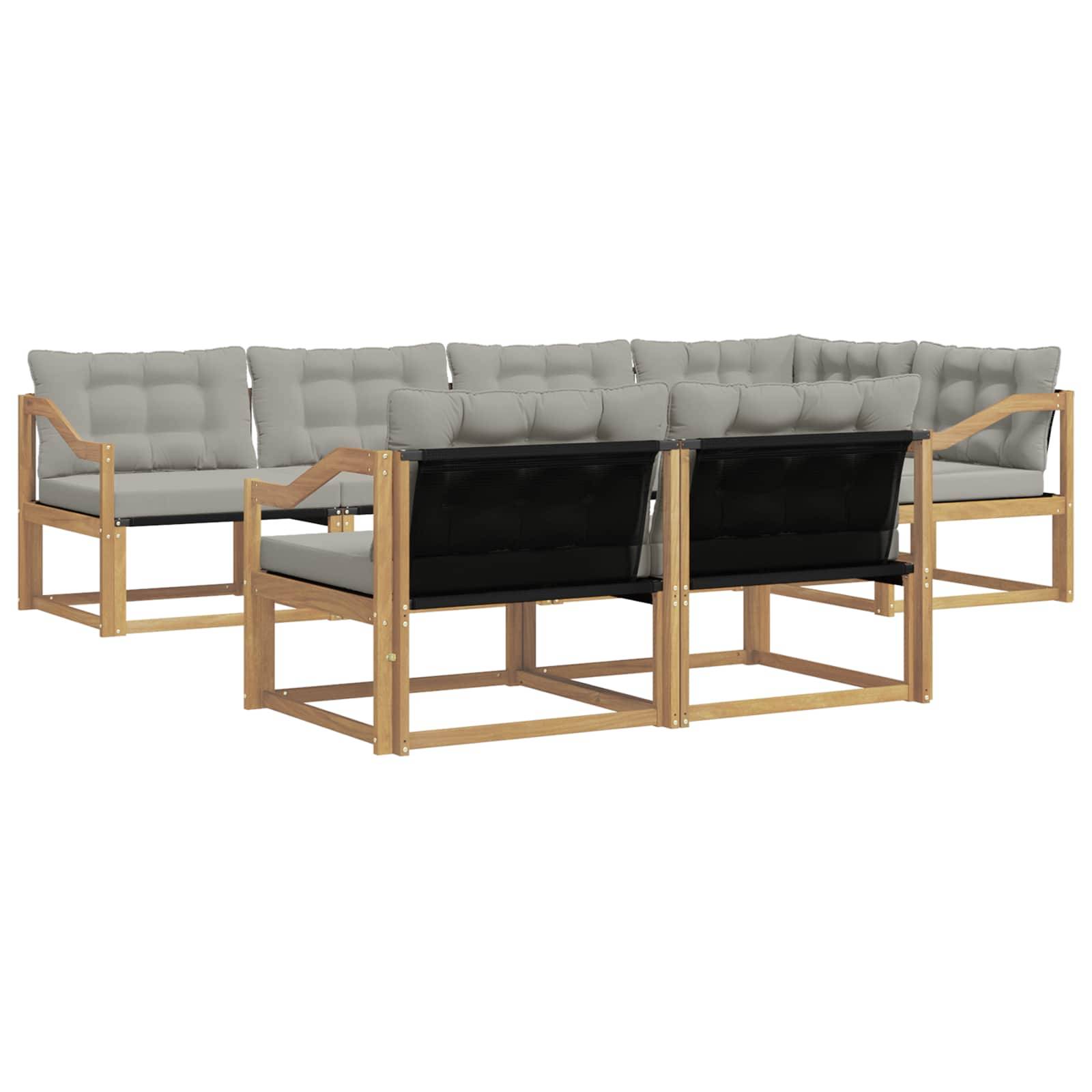 vidaXL Outdoor-Sofagarnitur mit Kissen 7 pcs Weiß und Hellgrau