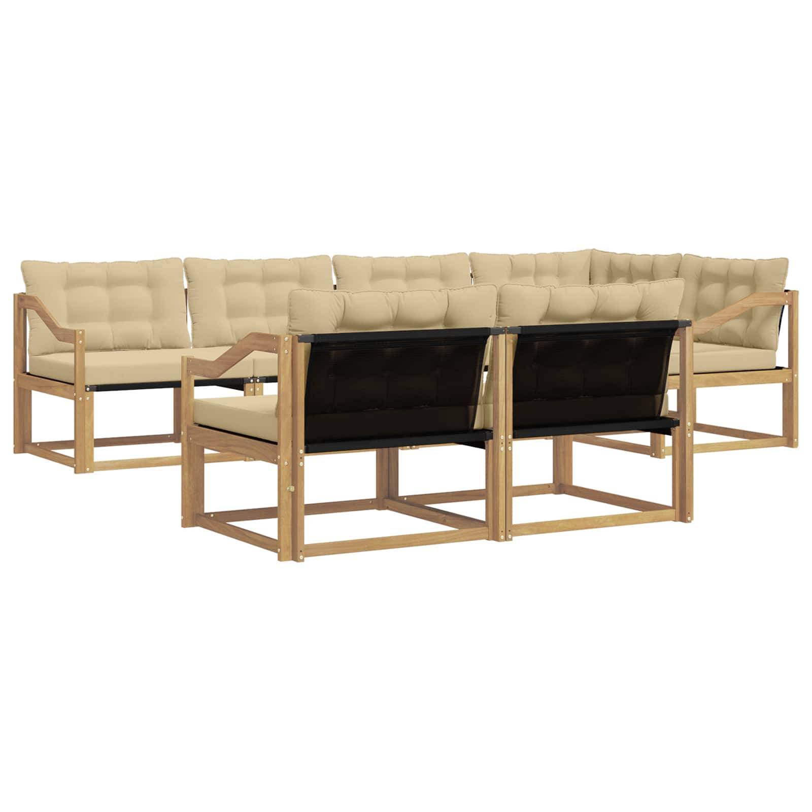 vidaXL Outdoor-Sofagarnitur mit Kissen 7 pcs Weiß und Beige
