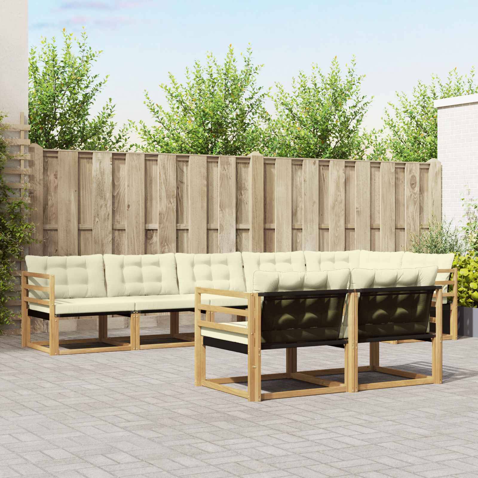 vidaXL Outdoor-Sofagarnitur mit Kissen 8 pcs Weiß und Creme