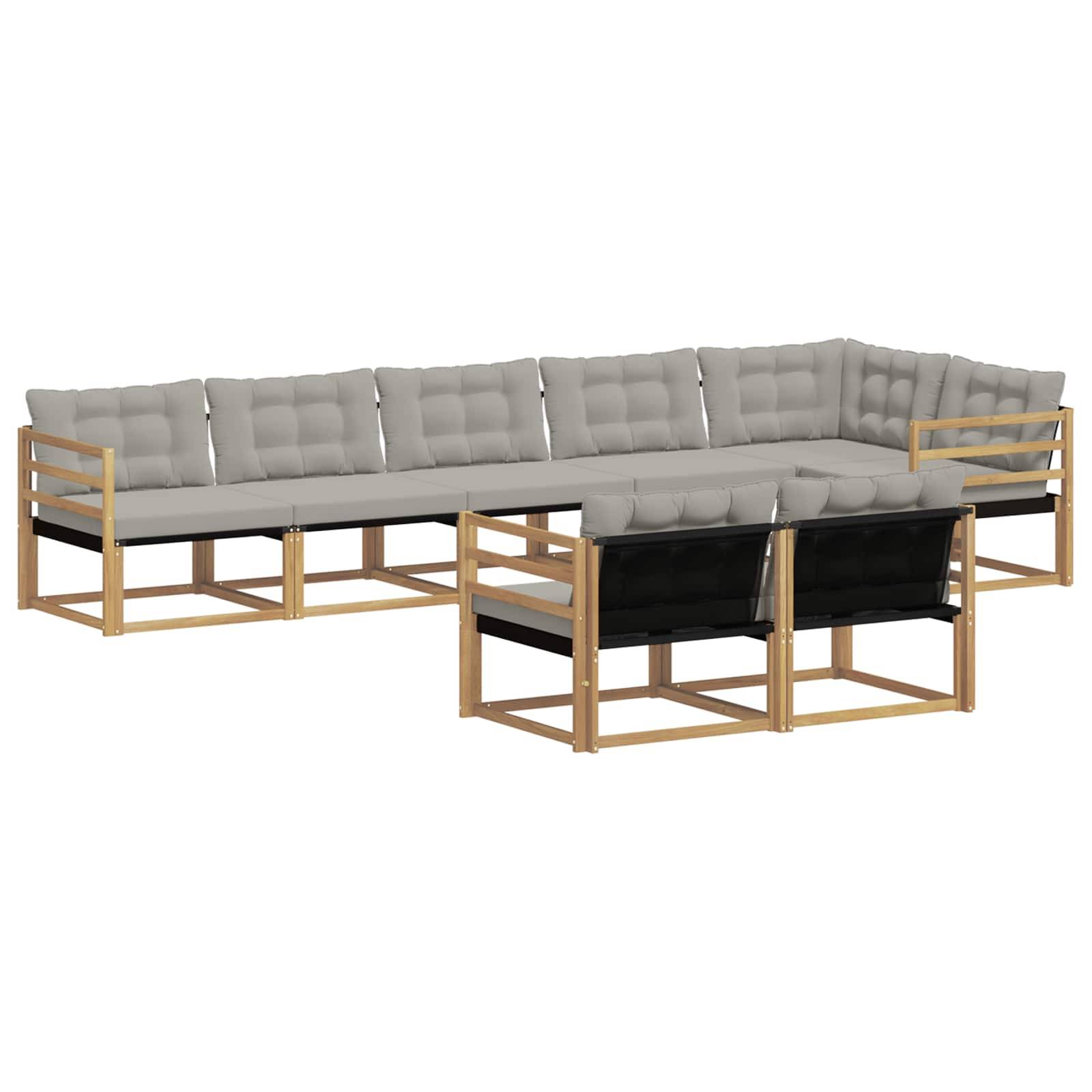 vidaXL Outdoor-Sofagarnitur mit Kissen 8 pcs Weiß und Hellgrau