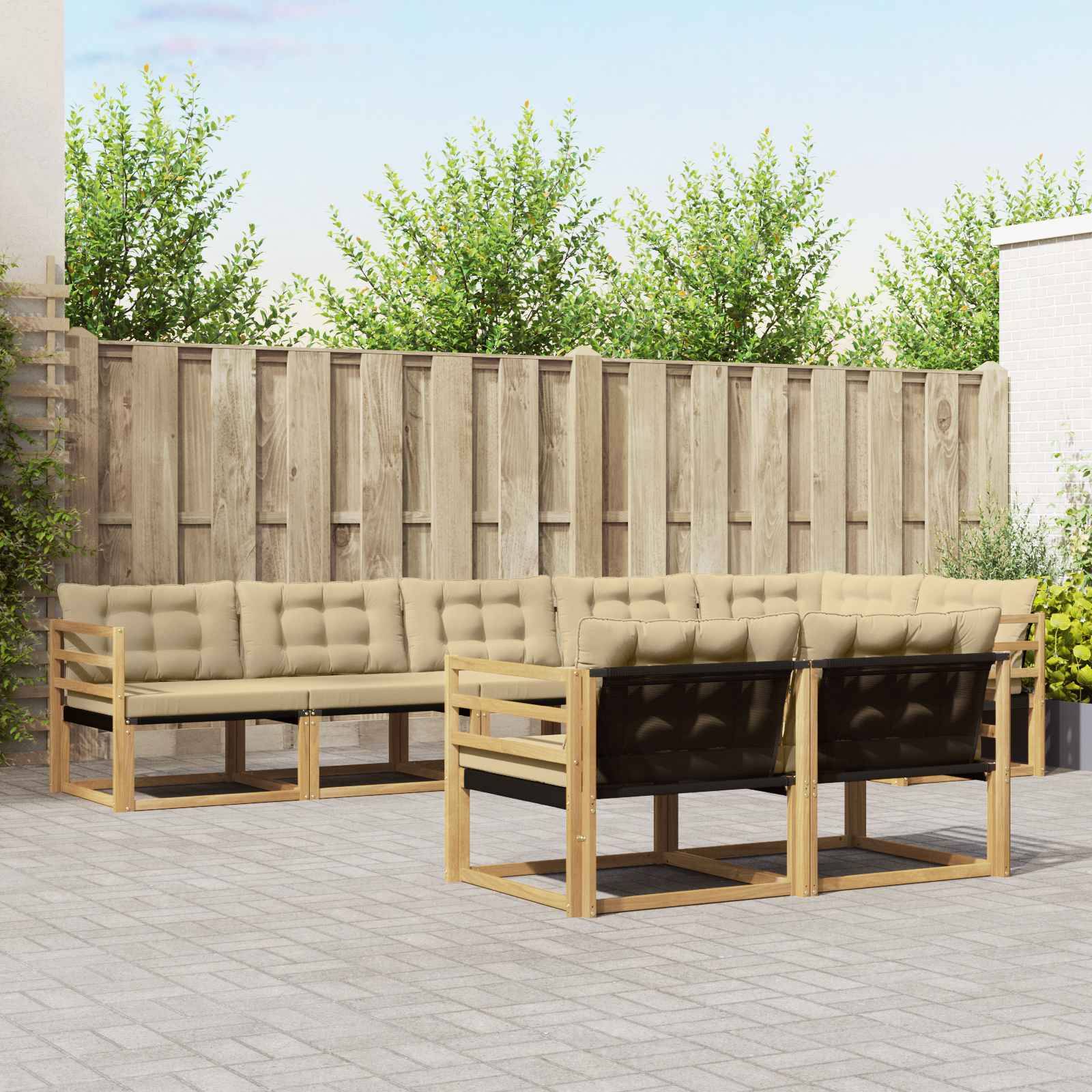 vidaXL Outdoor-Sofagarnitur mit Kissen 8 pcs Weiß und Beige