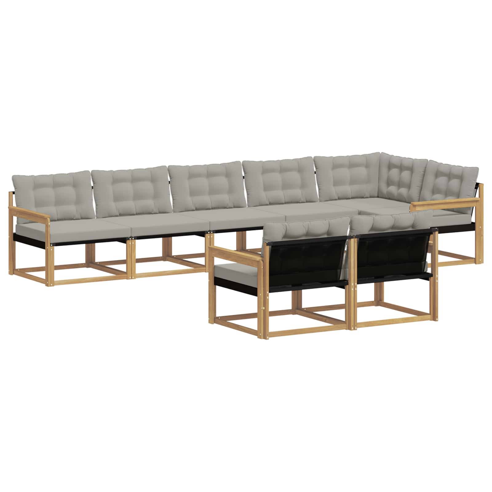 vidaXL Outdoor-Sofagarnitur mit Kissen 8 pcs Weiß und Hellgrau