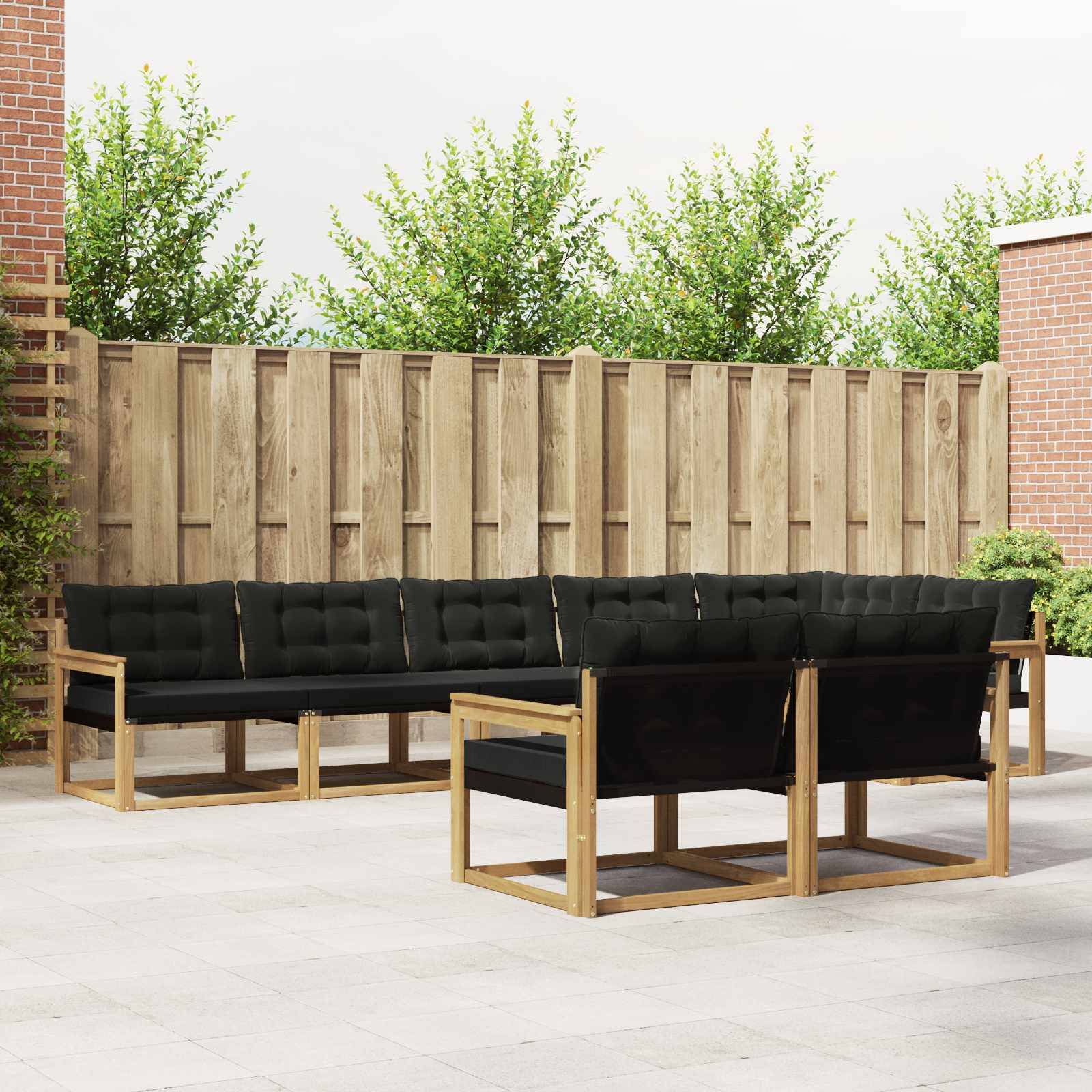 vidaXL Outdoor-Sofagarnitur mit Kissen 8 pcs Weiß und Schwarz