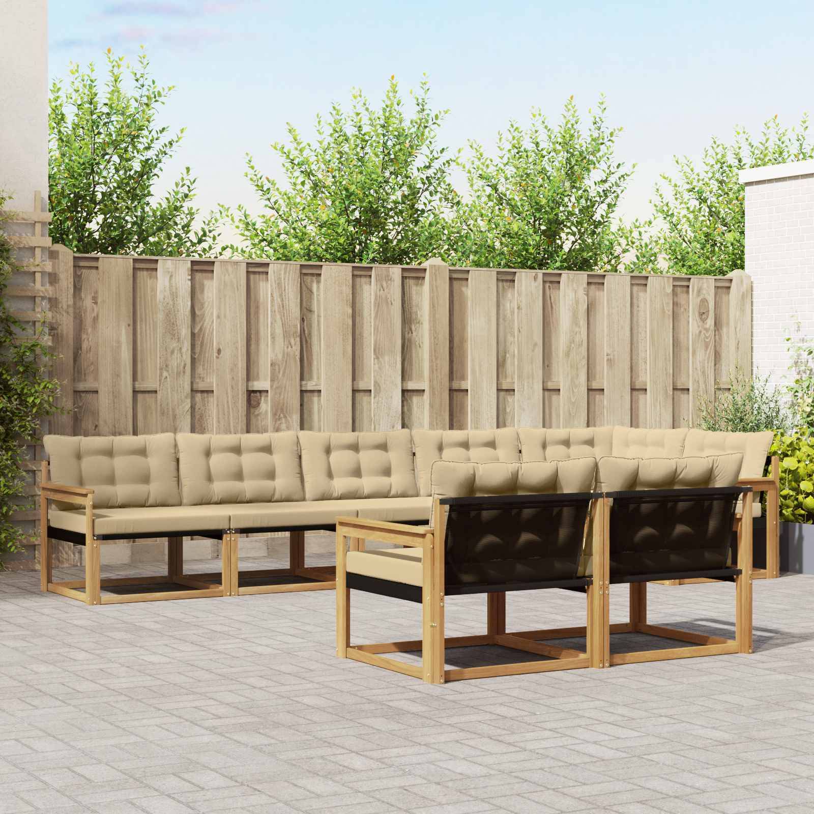 vidaXL Outdoor-Sofagarnitur mit Kissen 8 pcs Weiß und Beige