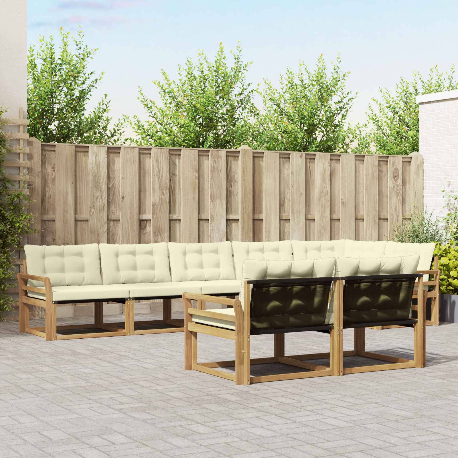 vidaXL Outdoor-Sofagarnitur mit Kissen 8 pcs Weiß und Creme