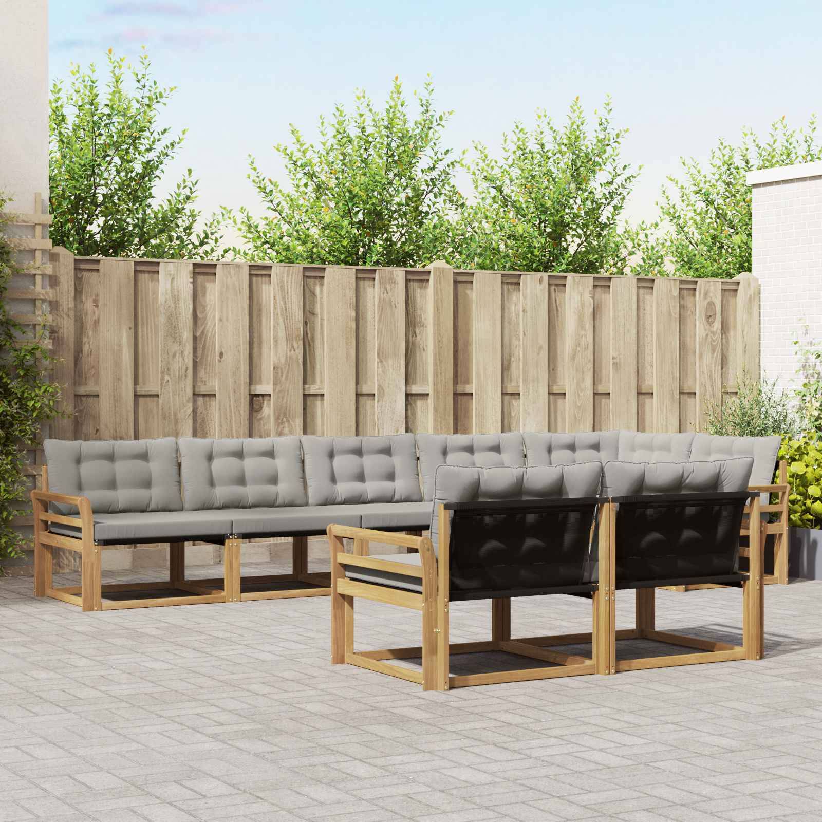 vidaXL Outdoor-Sofagarnitur mit Kissen 8 pcs Weiß und Hellgrau