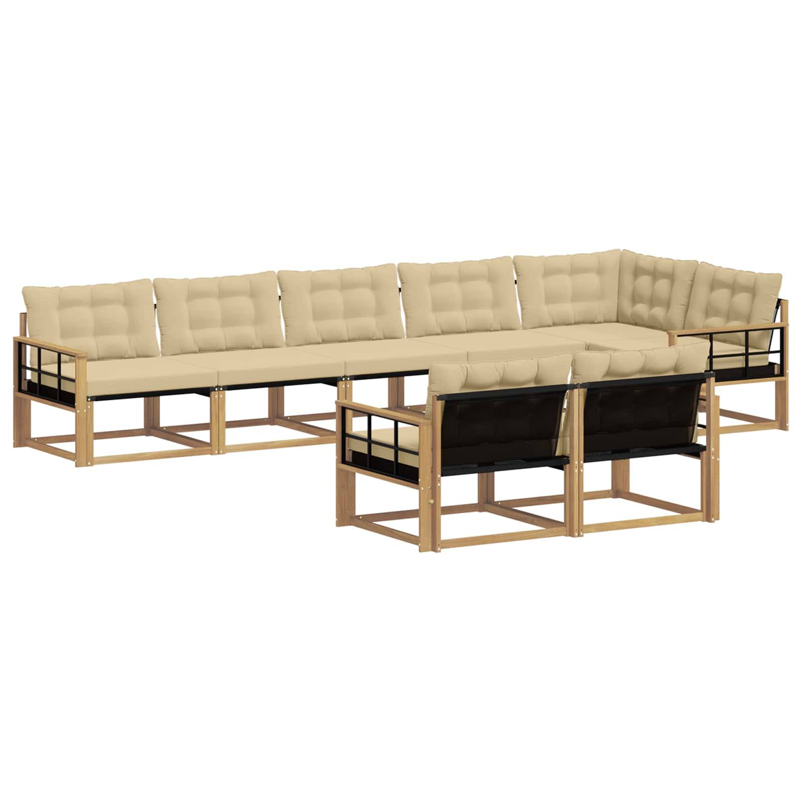 vidaXL Outdoor-Sofagarnitur mit Kissen 8 pcs Weiß und Beige