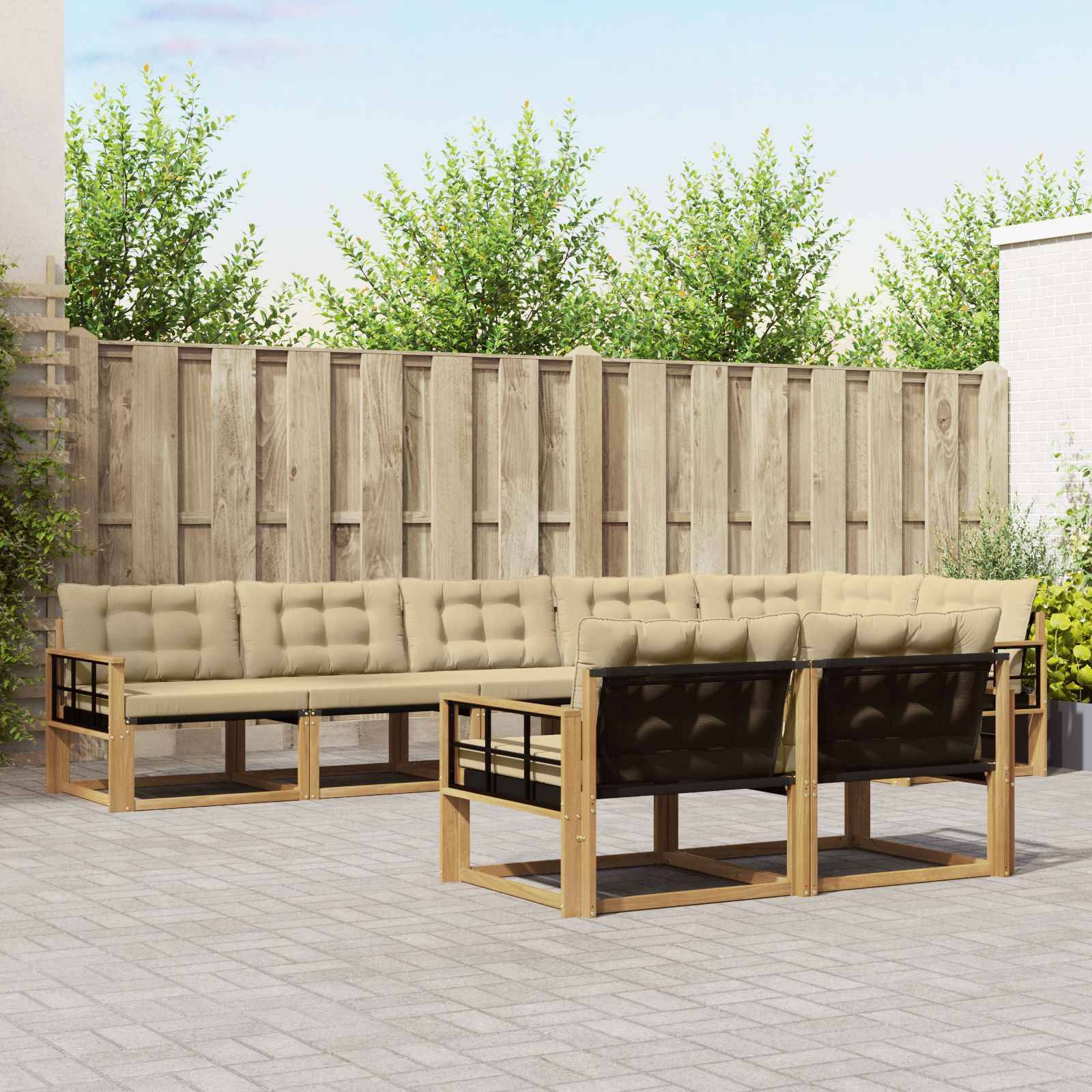 vidaXL Outdoor-Sofagarnitur mit Kissen 8 pcs Weiß und Beige
