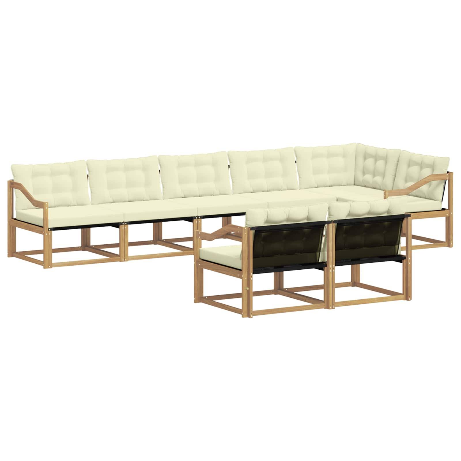 vidaXL Outdoor-Sofagarnitur mit Kissen 8 pcs Weiß und Creme