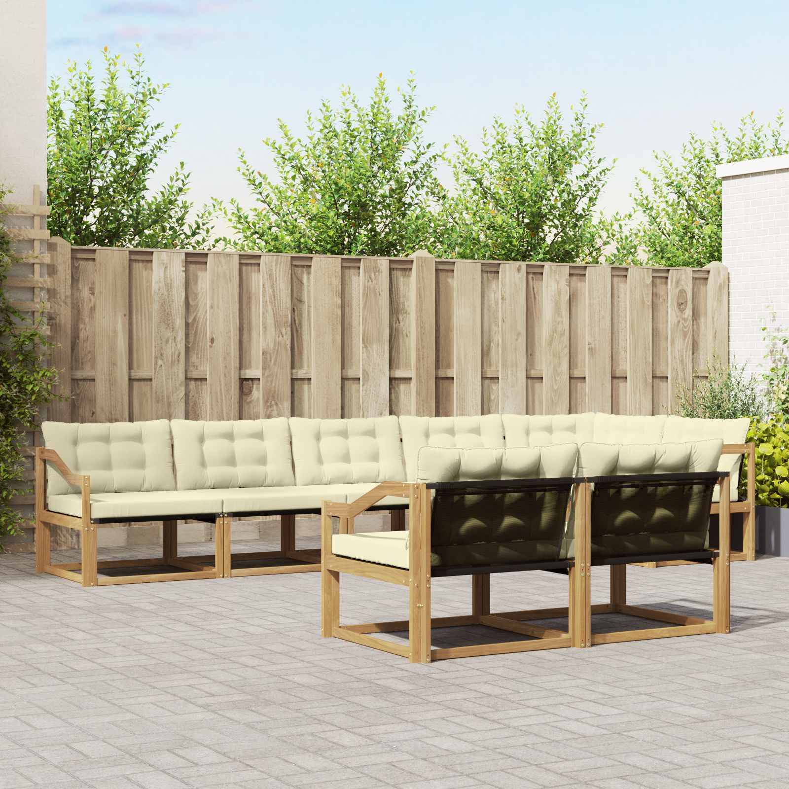vidaXL Outdoor-Sofagarnitur mit Kissen 8 pcs Weiß und Creme