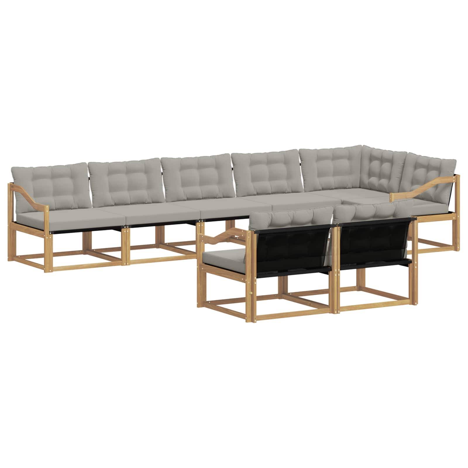 vidaXL Outdoor-Sofagarnitur mit Kissen 8 pcs Weiß und Hellgrau