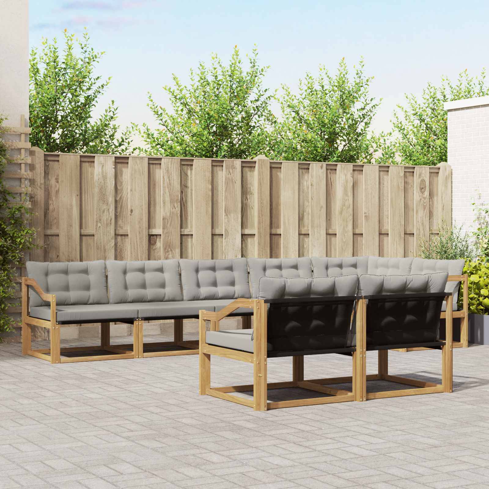 vidaXL Outdoor-Sofagarnitur mit Kissen 8 pcs Weiß und Hellgrau