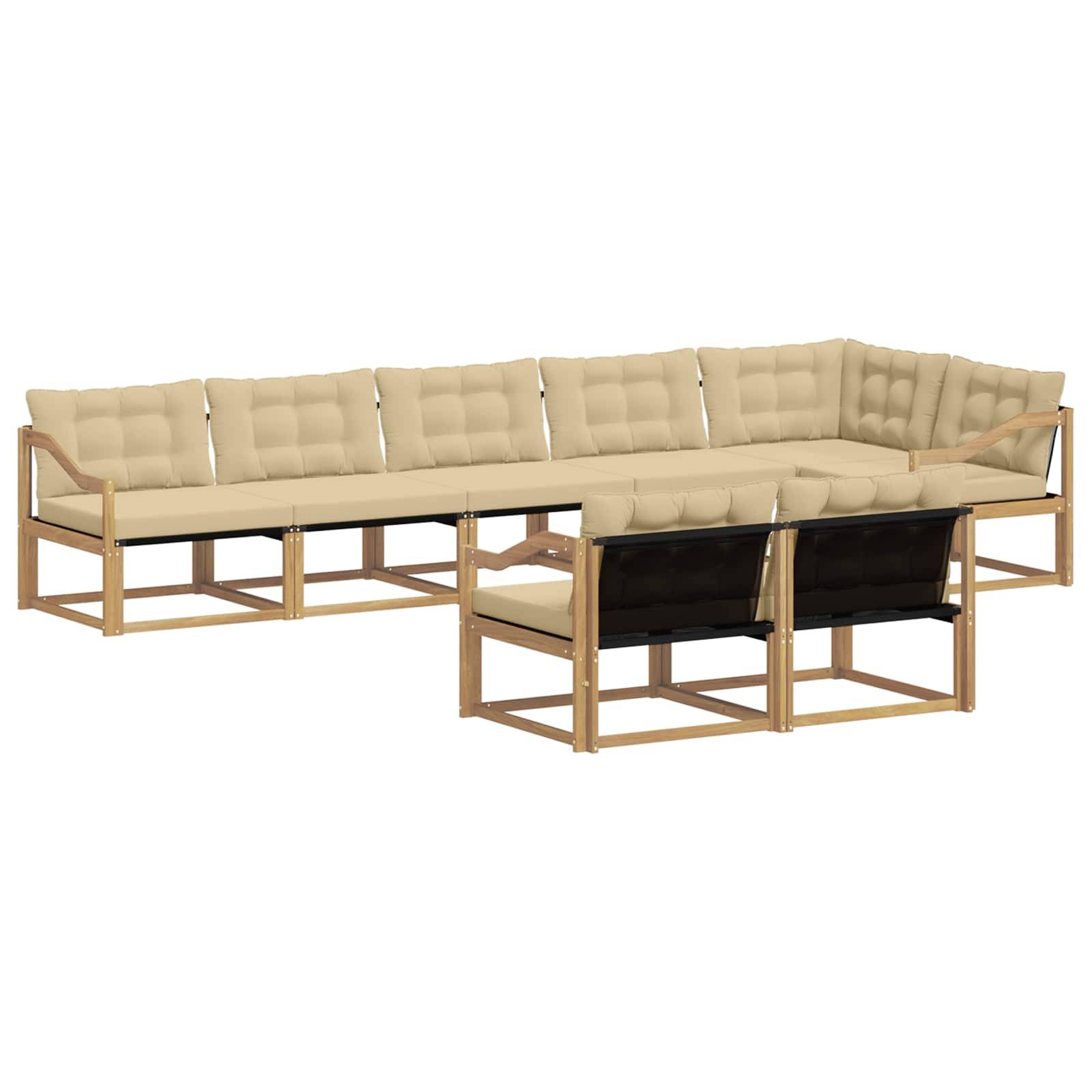 vidaXL Outdoor-Sofagarnitur mit Kissen 8 pcs Weiß und Beige