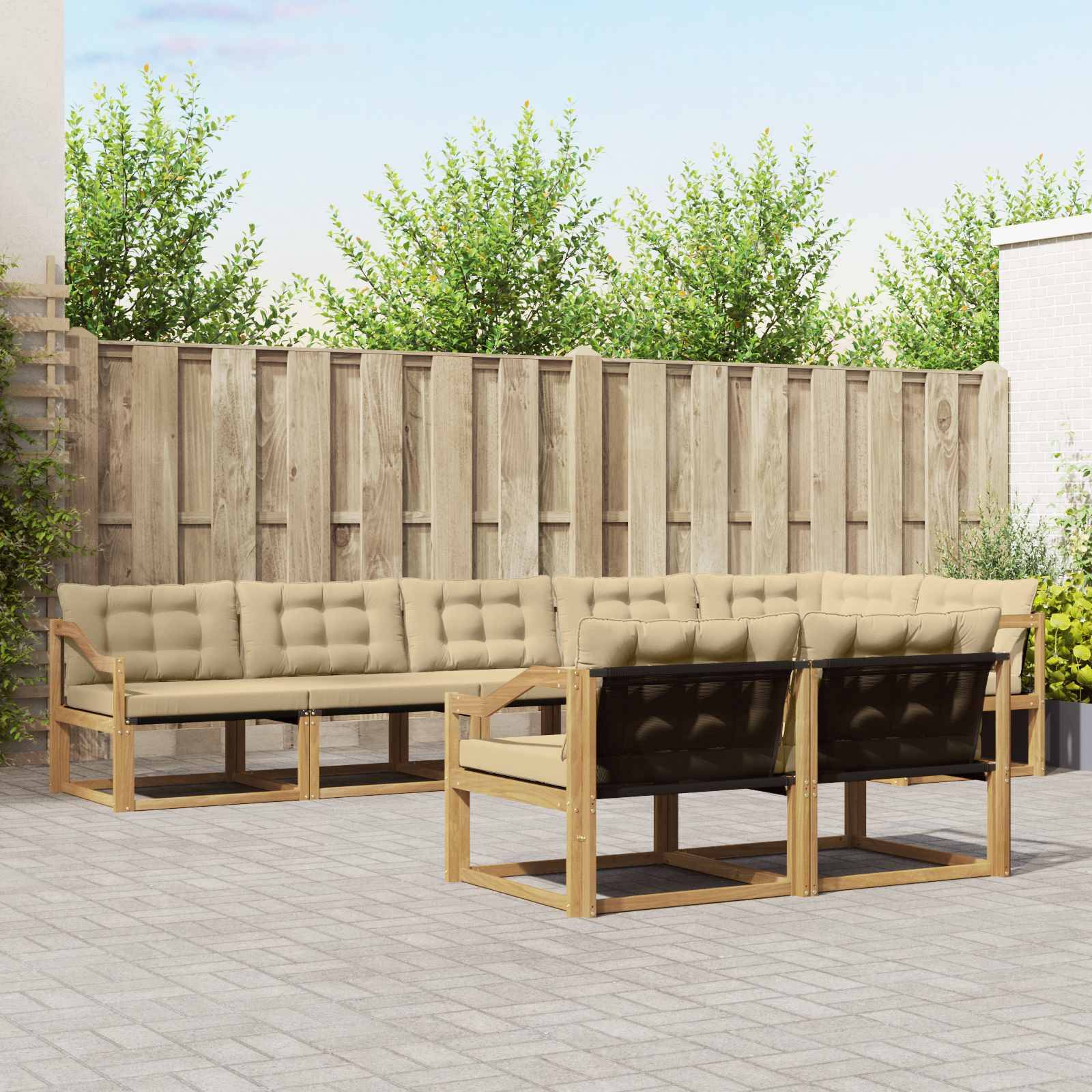 vidaXL Outdoor-Sofagarnitur mit Kissen 8 pcs Weiß und Beige