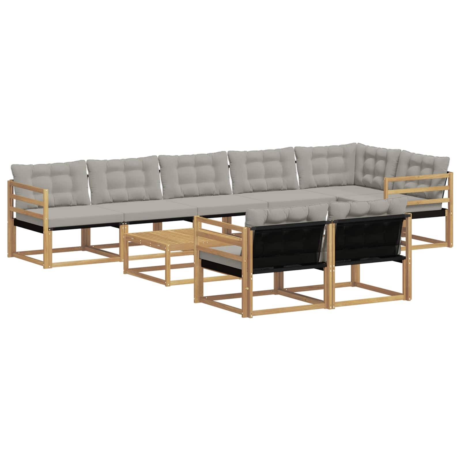 vidaXL Outdoor-Sofagarnitur 9 pcs Weiß und Hellgrau 79 x 79 x 37 cm
