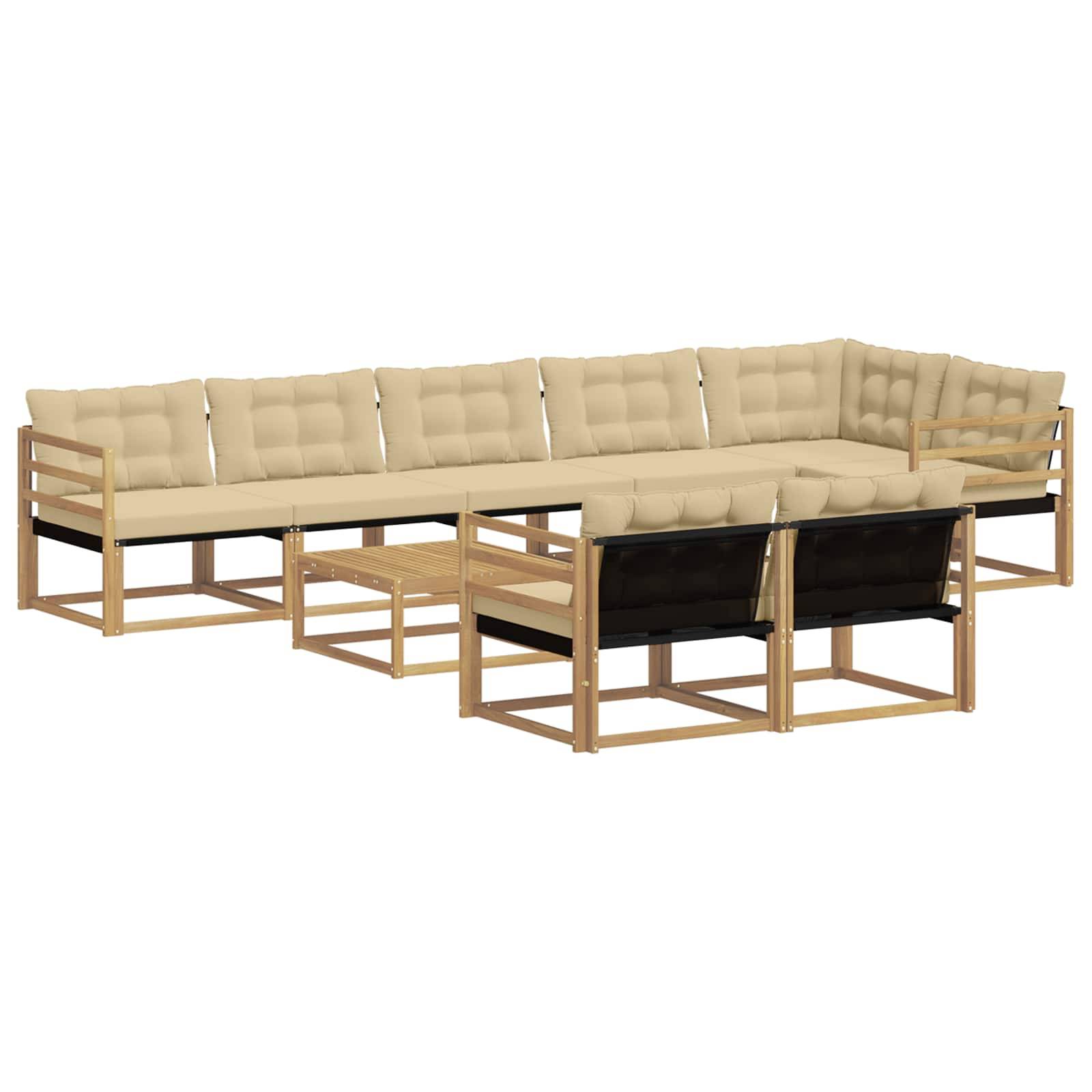 vidaXL Outdoor-Sofagarnitur 9 pcs Weiß und Beige 79 x 79 x 37 cm
