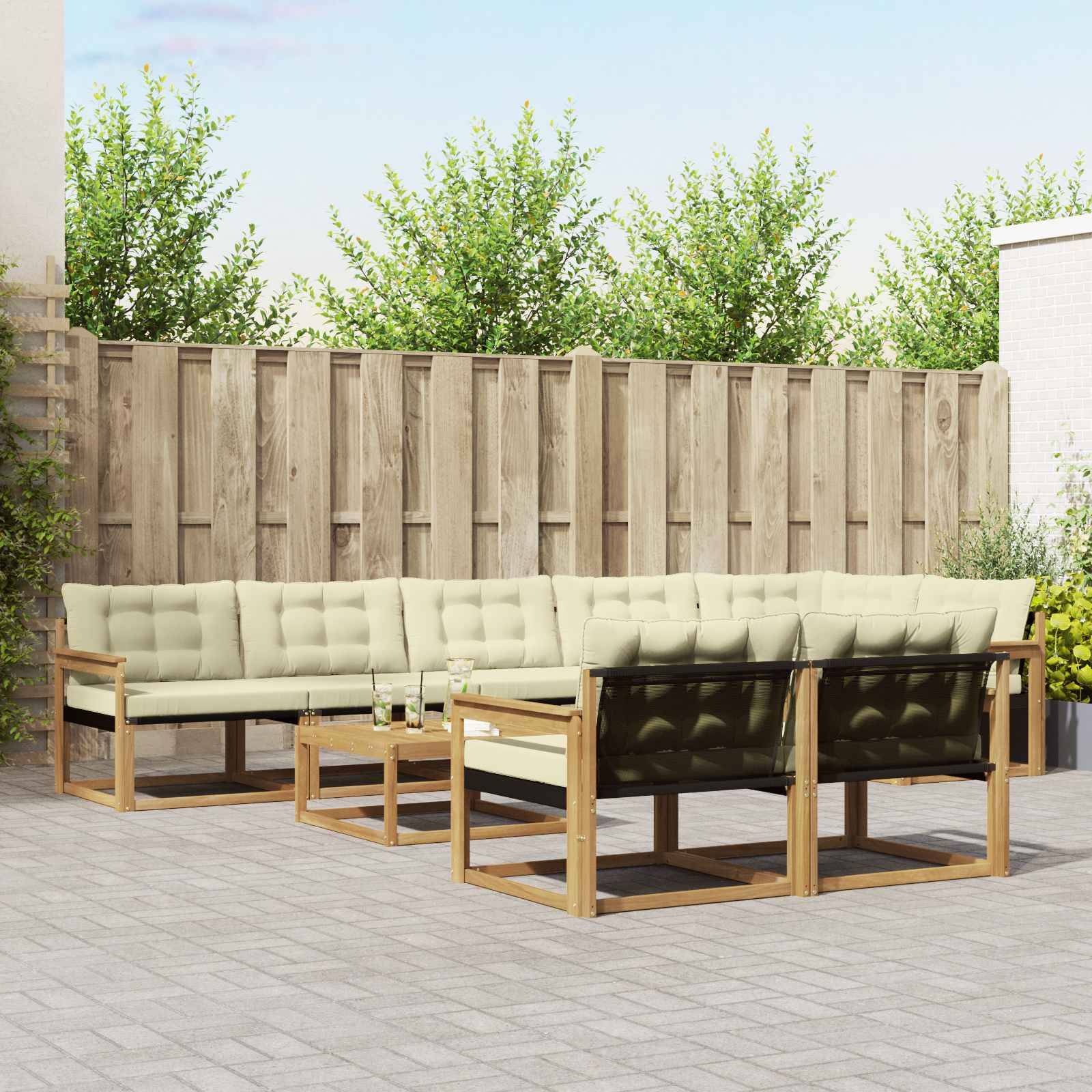 vidaXL Outdoor-Sofagarnitur 9 pcs Weiß und Creme 79 x 79 x 37 cm