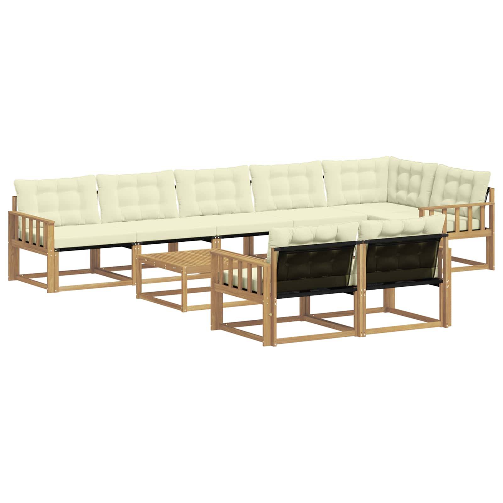 vidaXL Outdoor-Sofagarnitur 9 pcs Weiß und Creme 79 x 79 x 37 cm