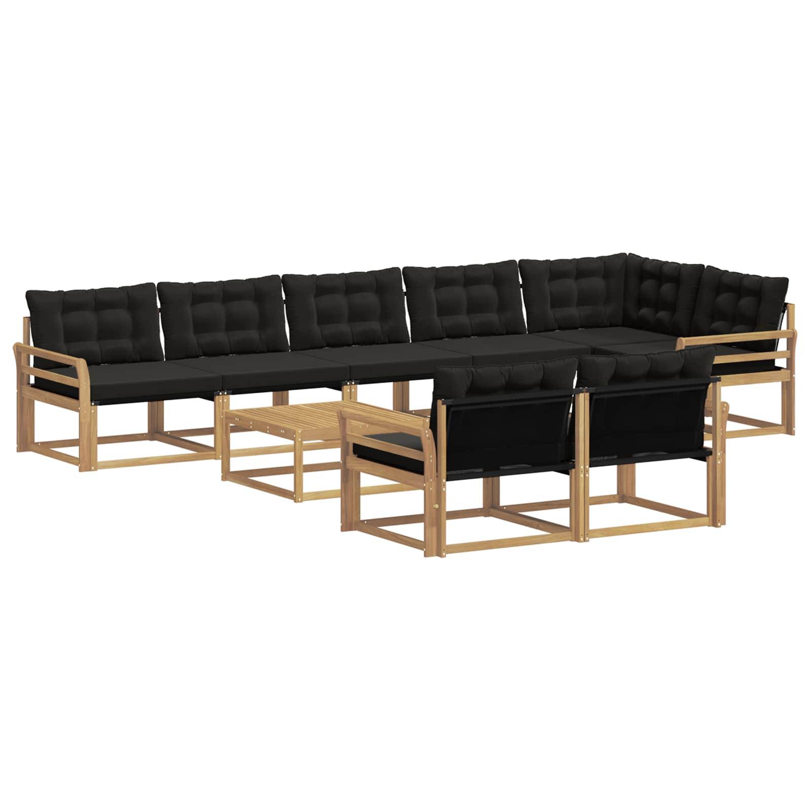 vidaXL Outdoor-Sofagarnitur 9 pcs Weiß und Schwarz 79 x 79 x 37 cm