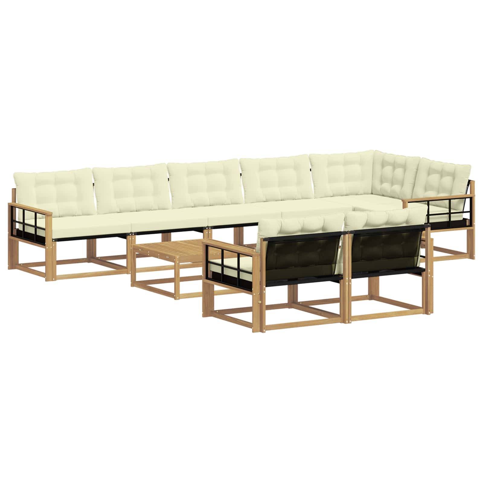 vidaXL Outdoor-Sofagarnitur 9 pcs Weiß und Creme 79 x 79 x 37 cm