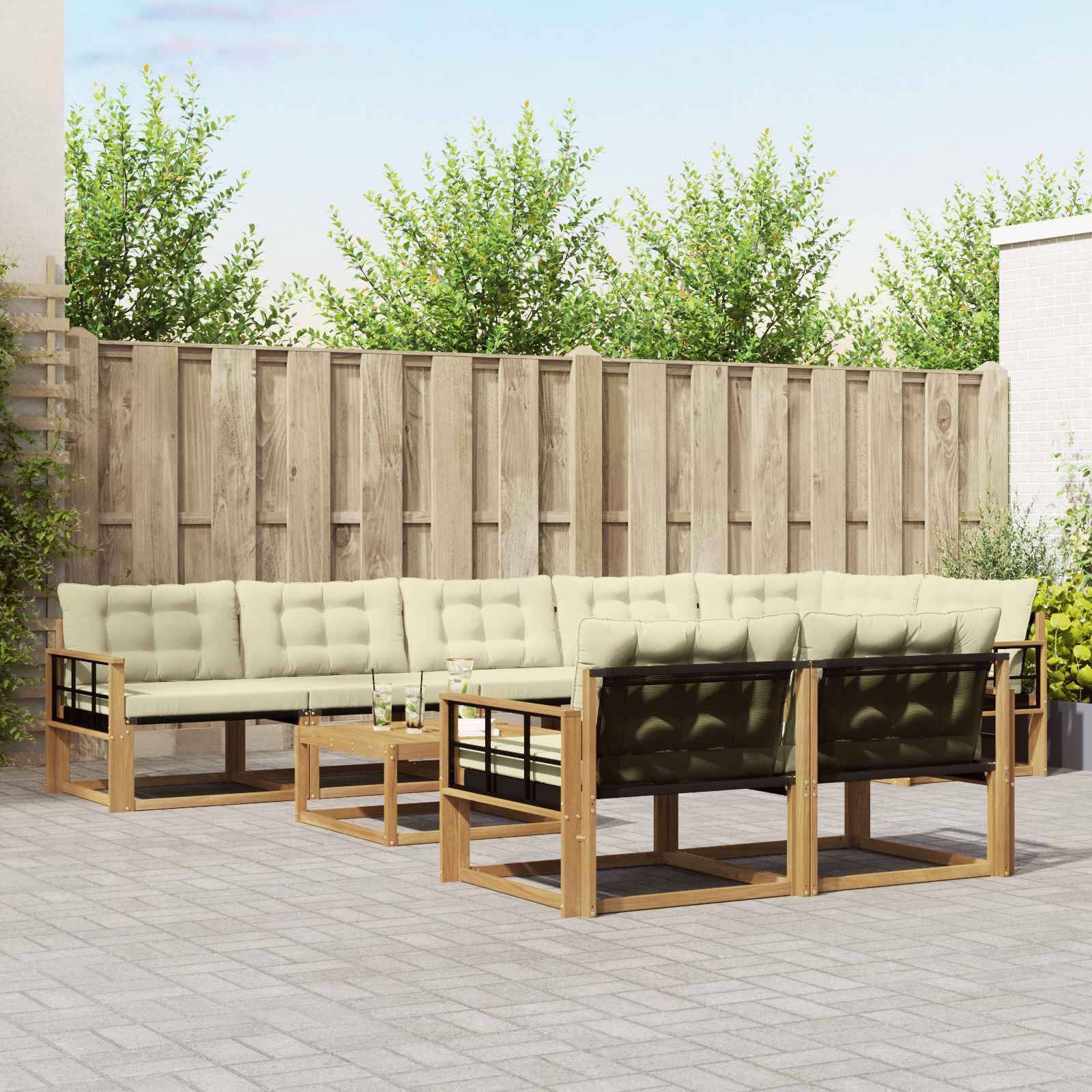 vidaXL Outdoor-Sofagarnitur 9 pcs Weiß und Creme 79 x 79 x 37 cm