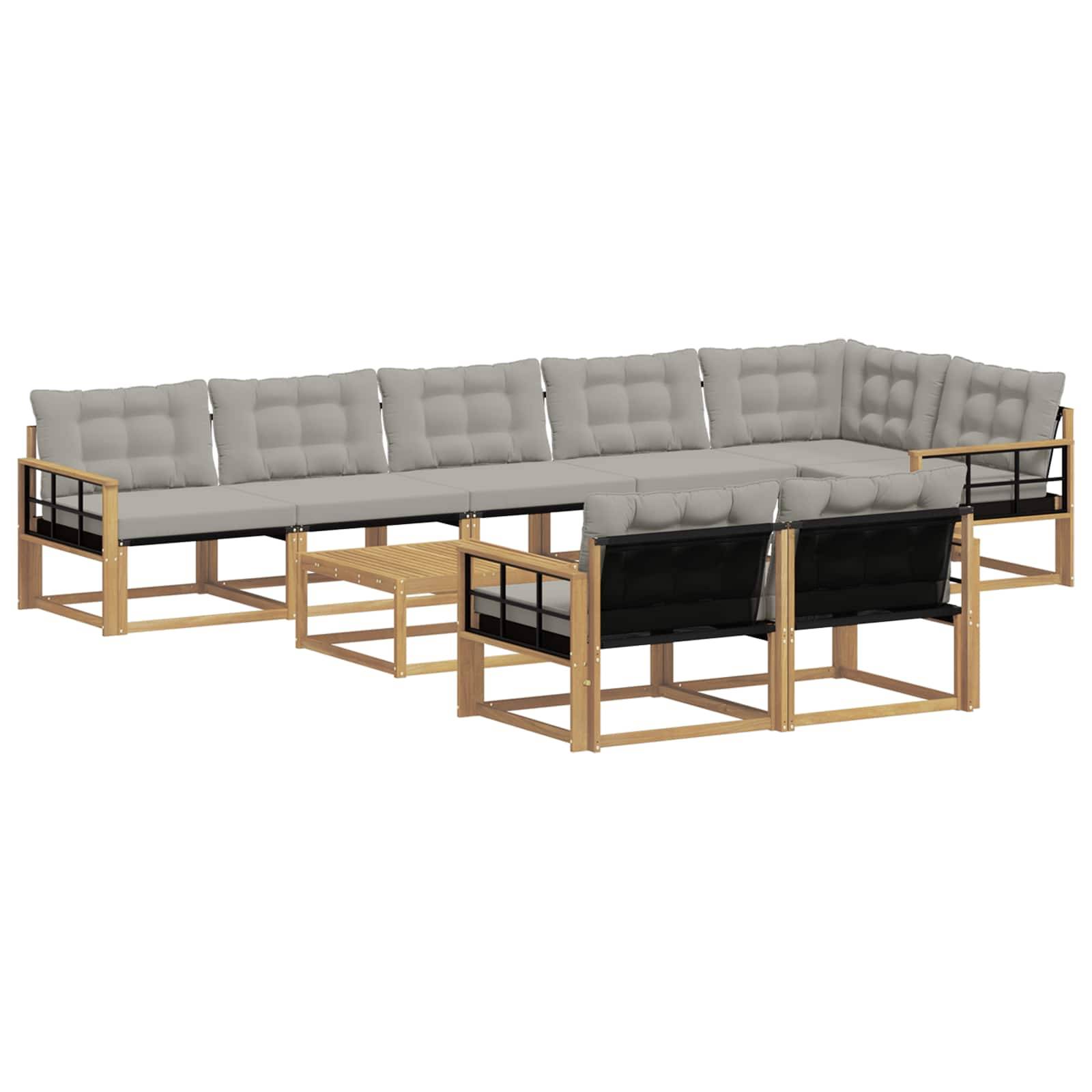 vidaXL Outdoor-Sofagarnitur 9 pcs Weiß und Hellgrau 79 x 79 x 37 cm