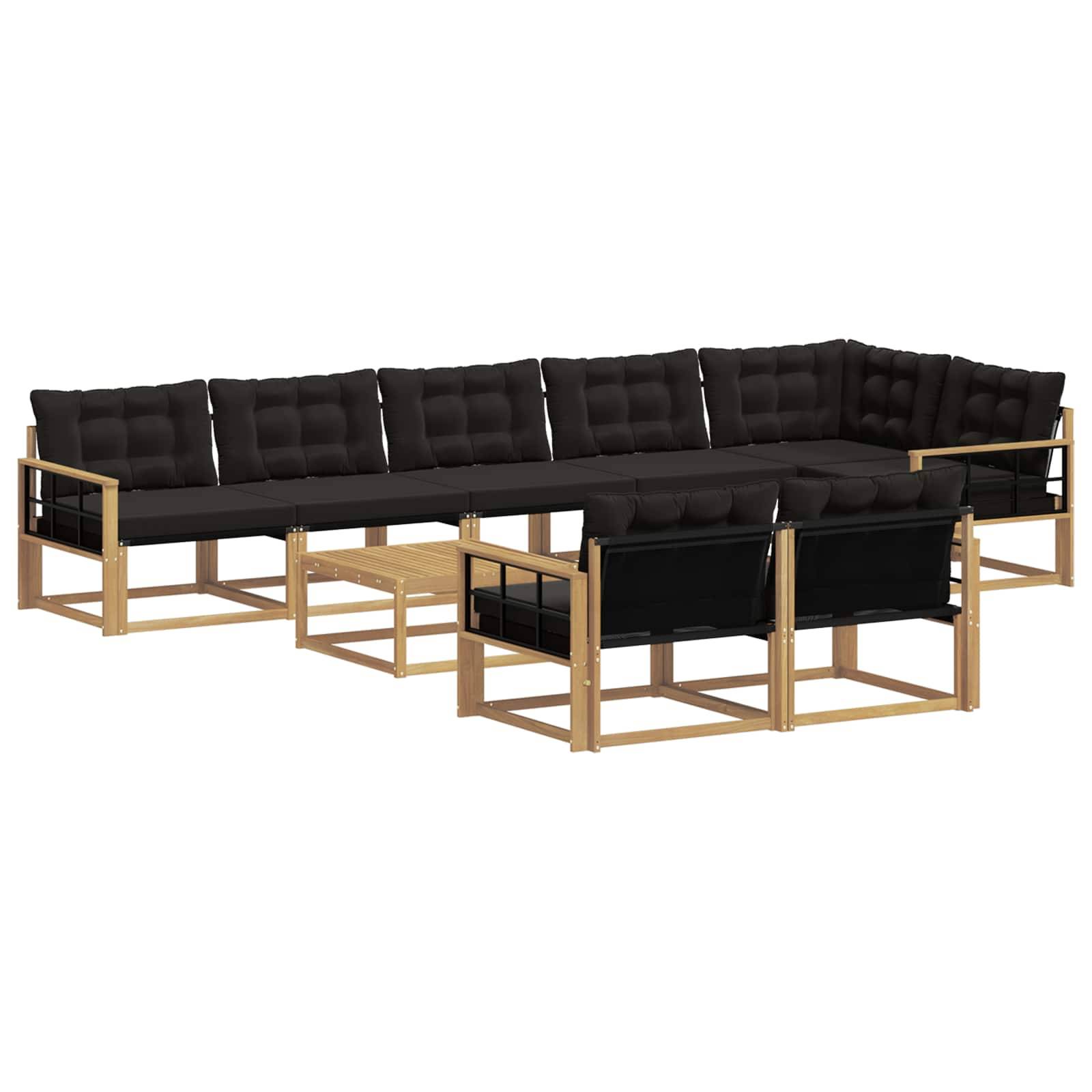 vidaXL Outdoor-Sofagarnitur 9 pcs Weiß und Schwarz 79 x 79 x 37 cm