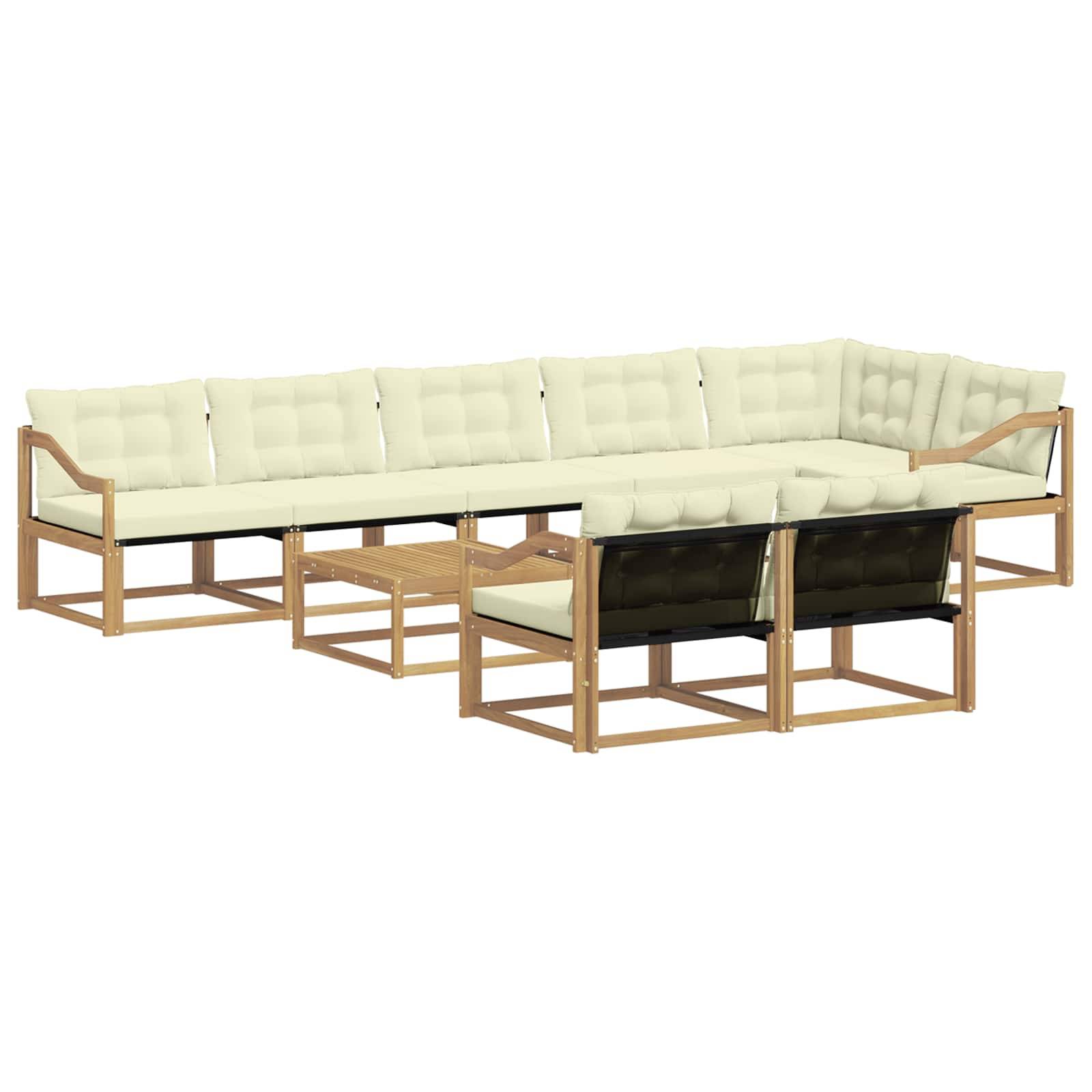 vidaXL Outdoor-Sofagarnitur 9 pcs Weiß und Creme 79 x 79 x 37 cm