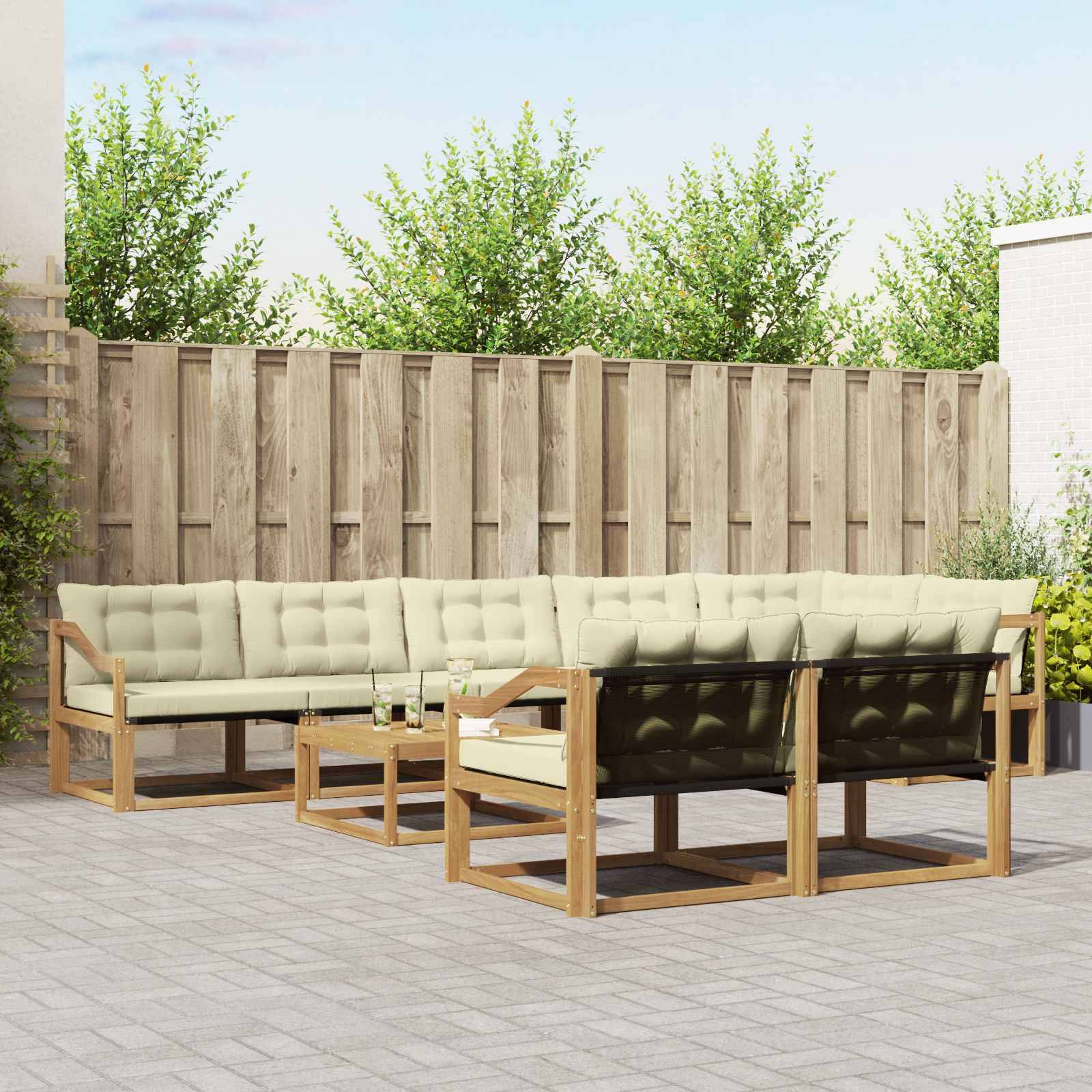vidaXL Outdoor-Sofagarnitur 9 pcs Weiß und Creme 79 x 79 x 37 cm