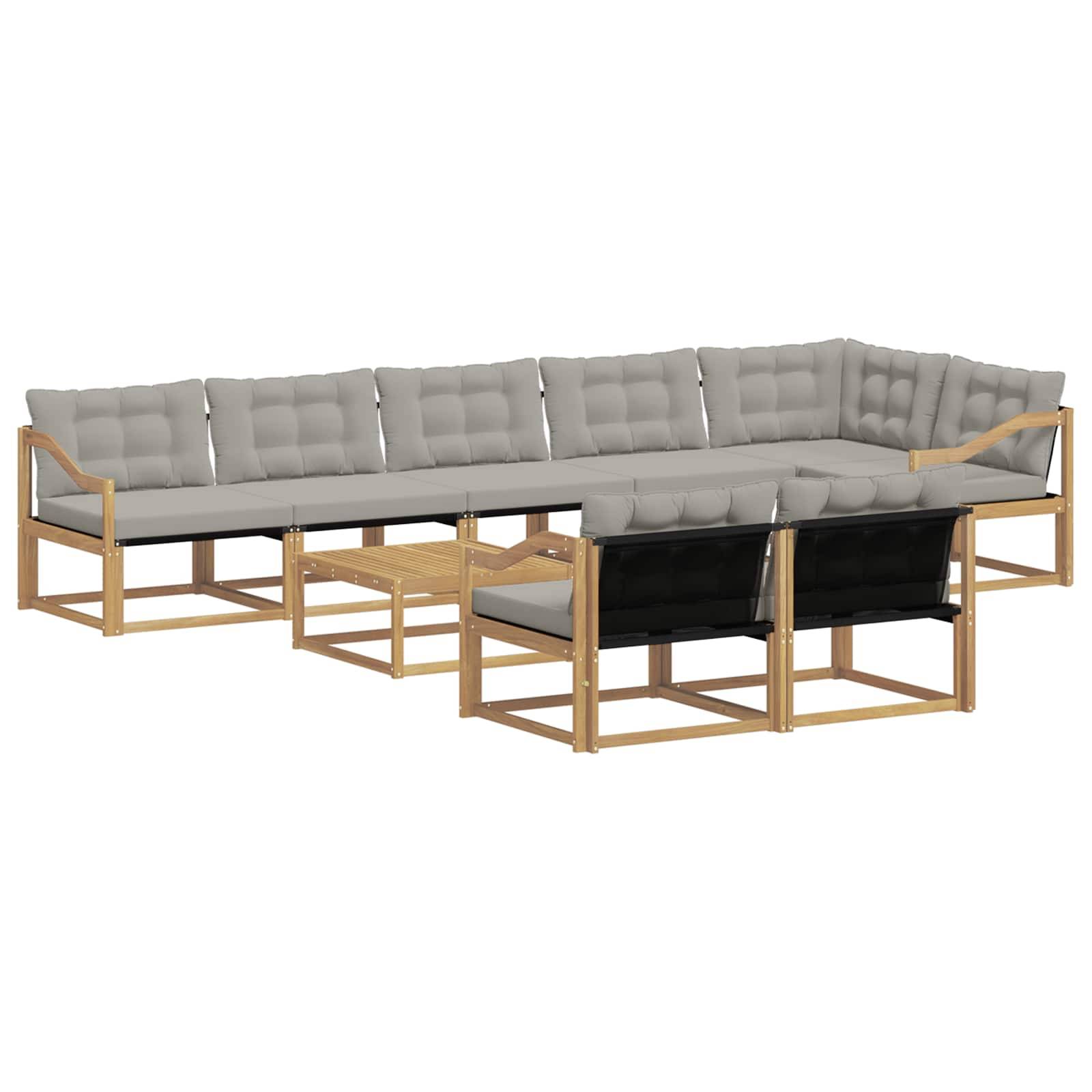 vidaXL Outdoor-Sofagarnitur 9 pcs Weiß und Hellgrau 79 x 79 x 37 cm
