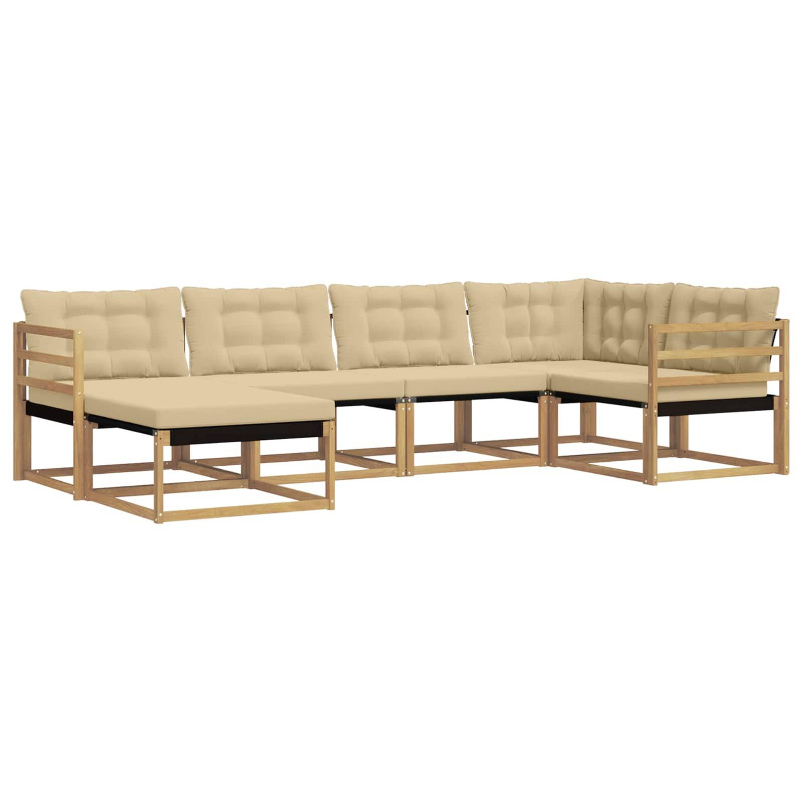 vidaXL Outdoor-Sofagarnitur mit Kissen 6 pcs Weiß und Beige