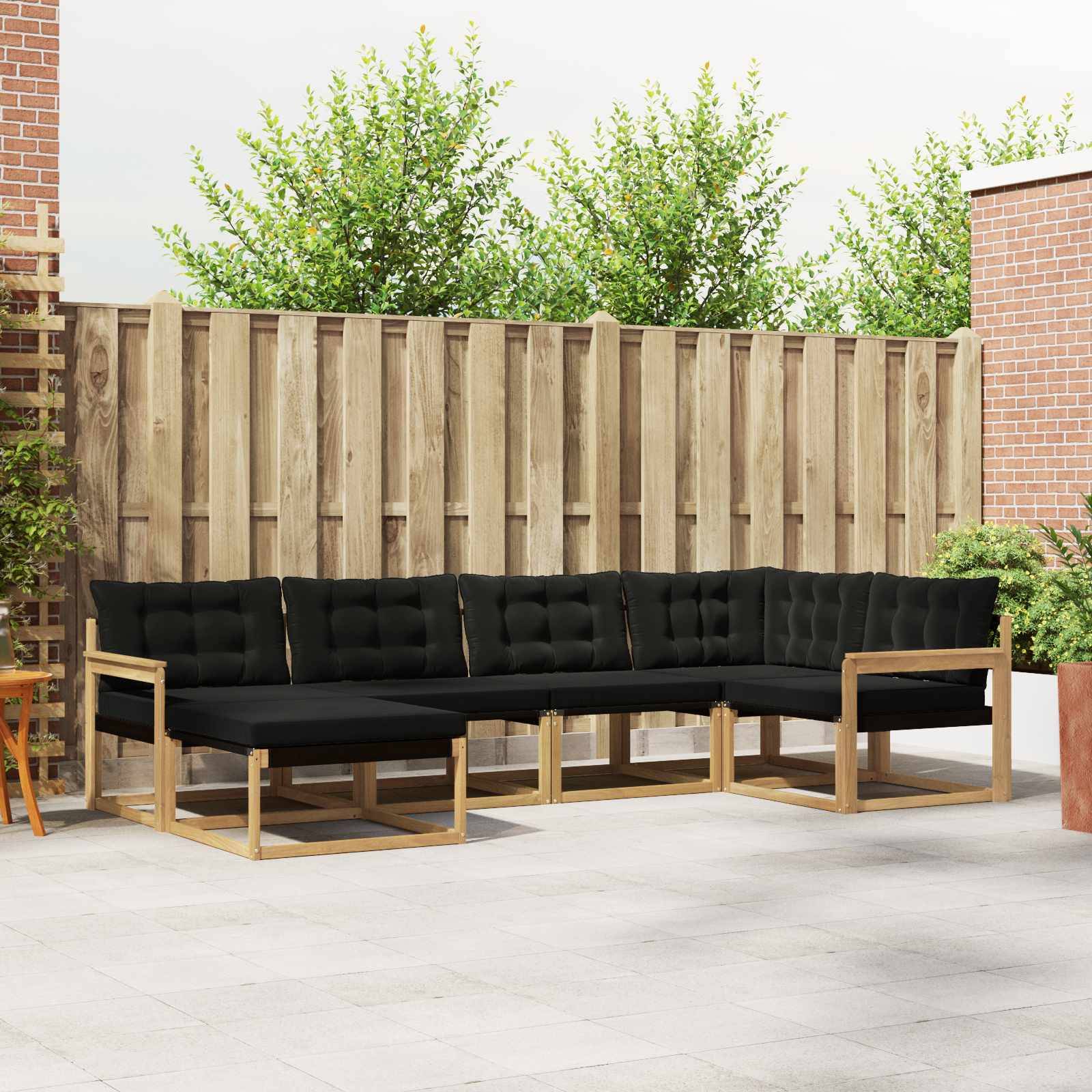 vidaXL Outdoor-Sofagarnitur mit Kissen 6 pcs Weiß und Schwarz