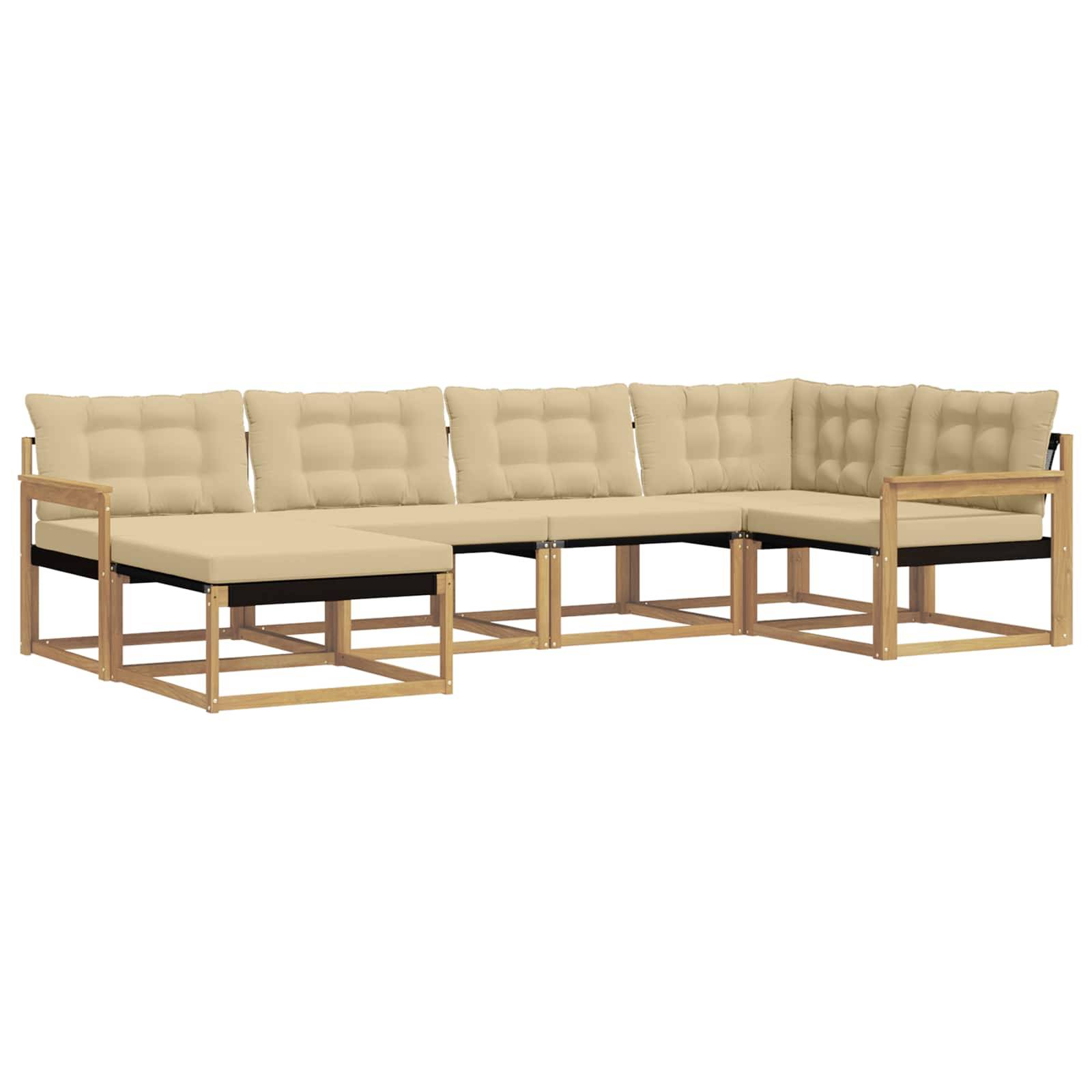 vidaXL Outdoor-Sofagarnitur mit Kissen 6 pcs Weiß und Beige