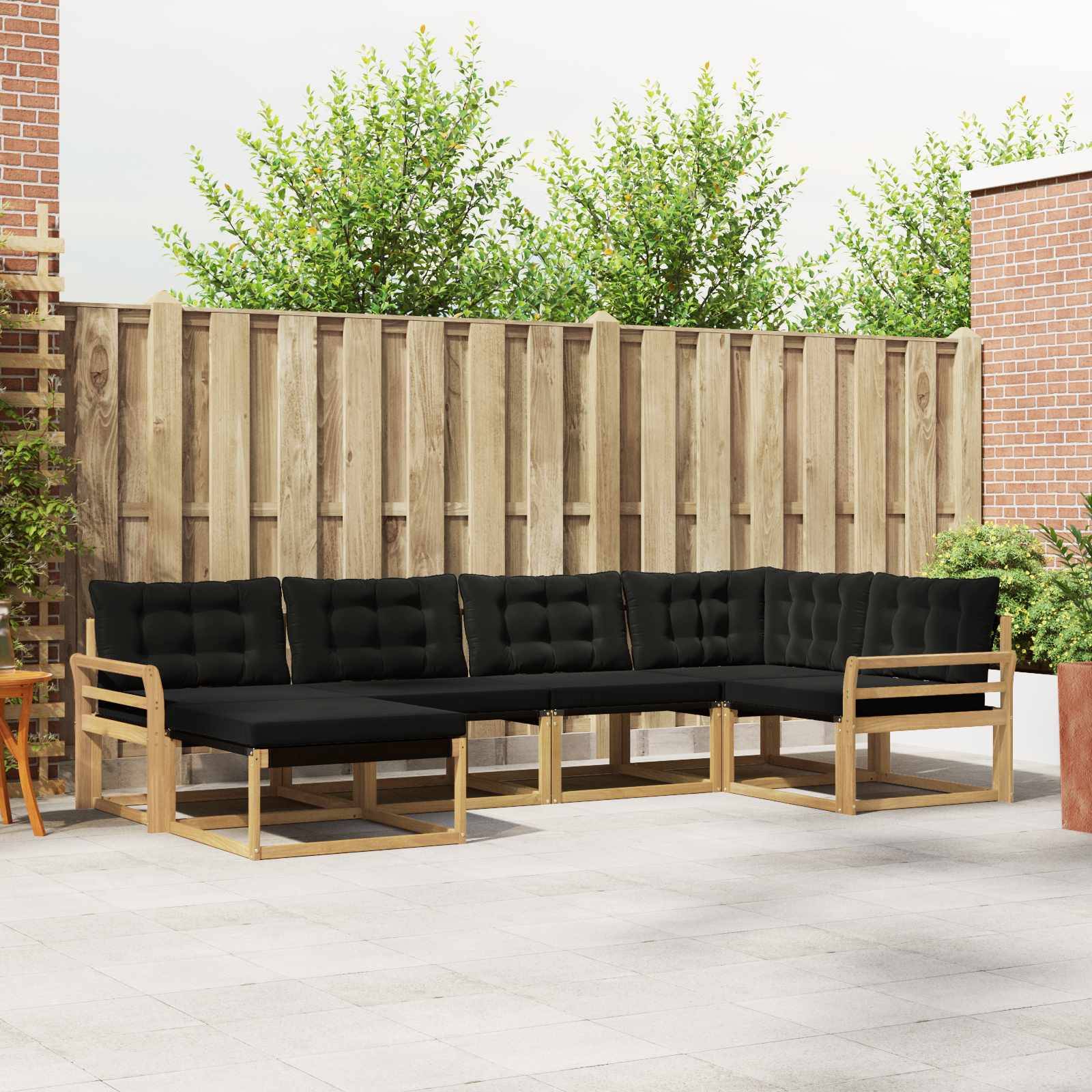 vidaXL Outdoor-Sofagarnitur mit Kissen 6 pcs Weiß und Schwarz